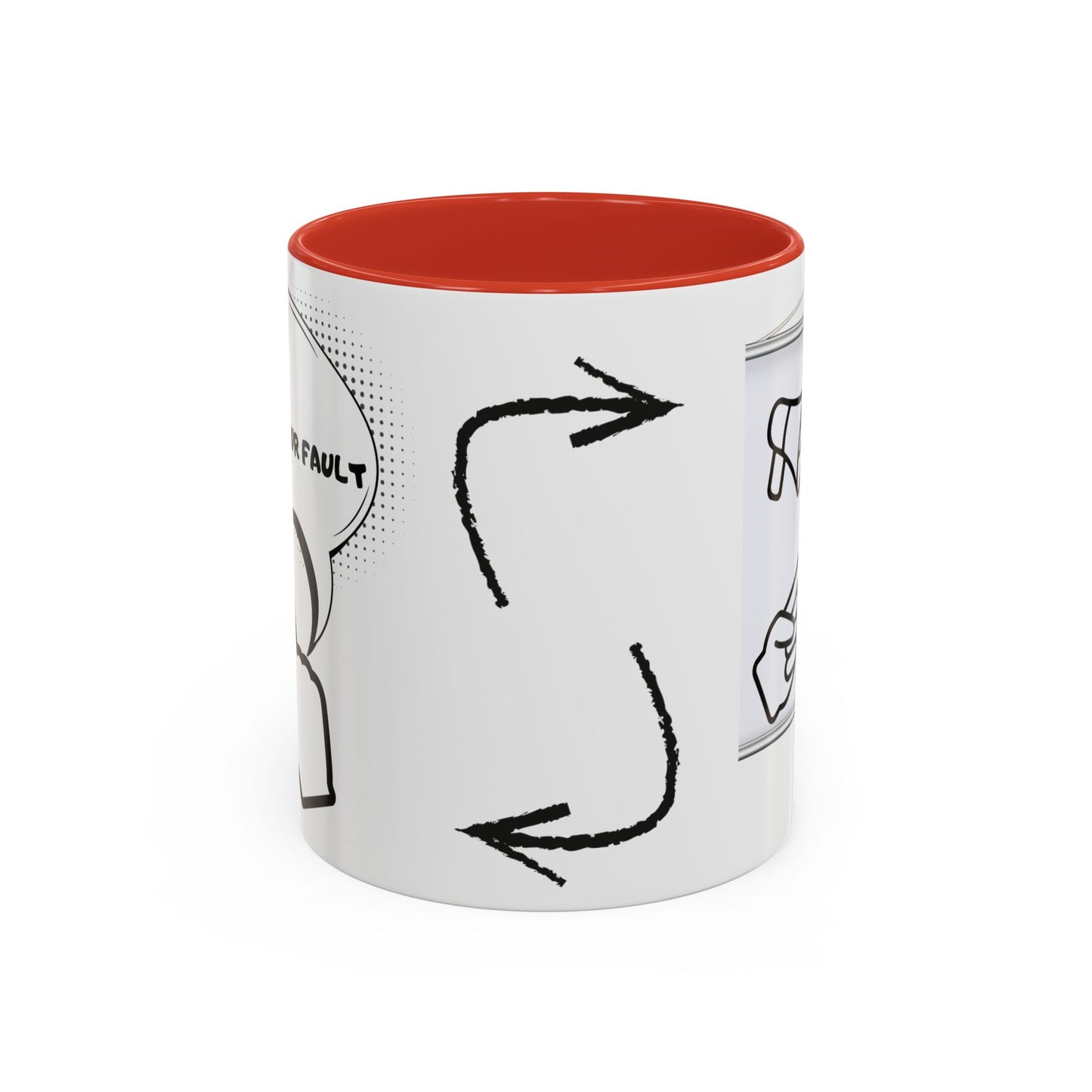 Accent Coffee Mug — Funny 'It Is Not your Fault' Doodle Cartoon Mug (11/15oz)