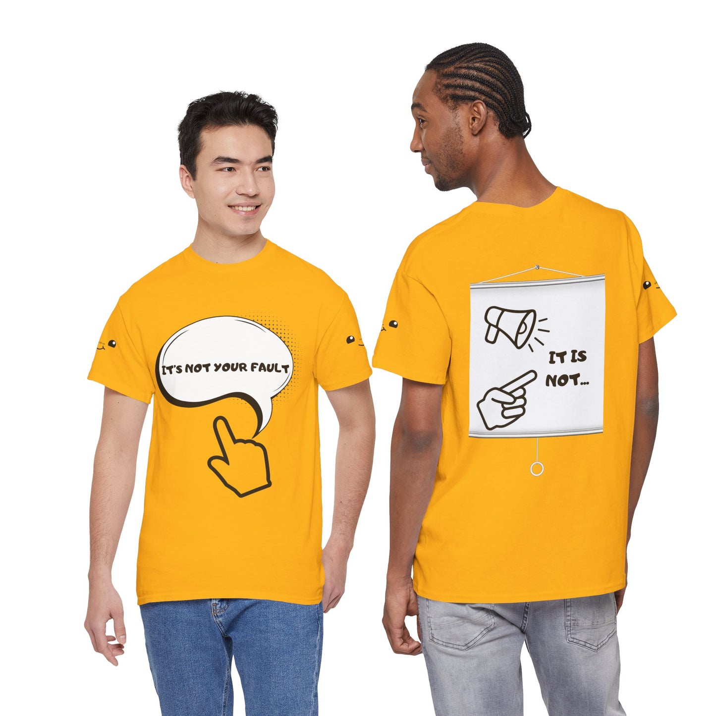 Graphic Tee — "It's Not Your Fault" Comic-Style Pointing Design