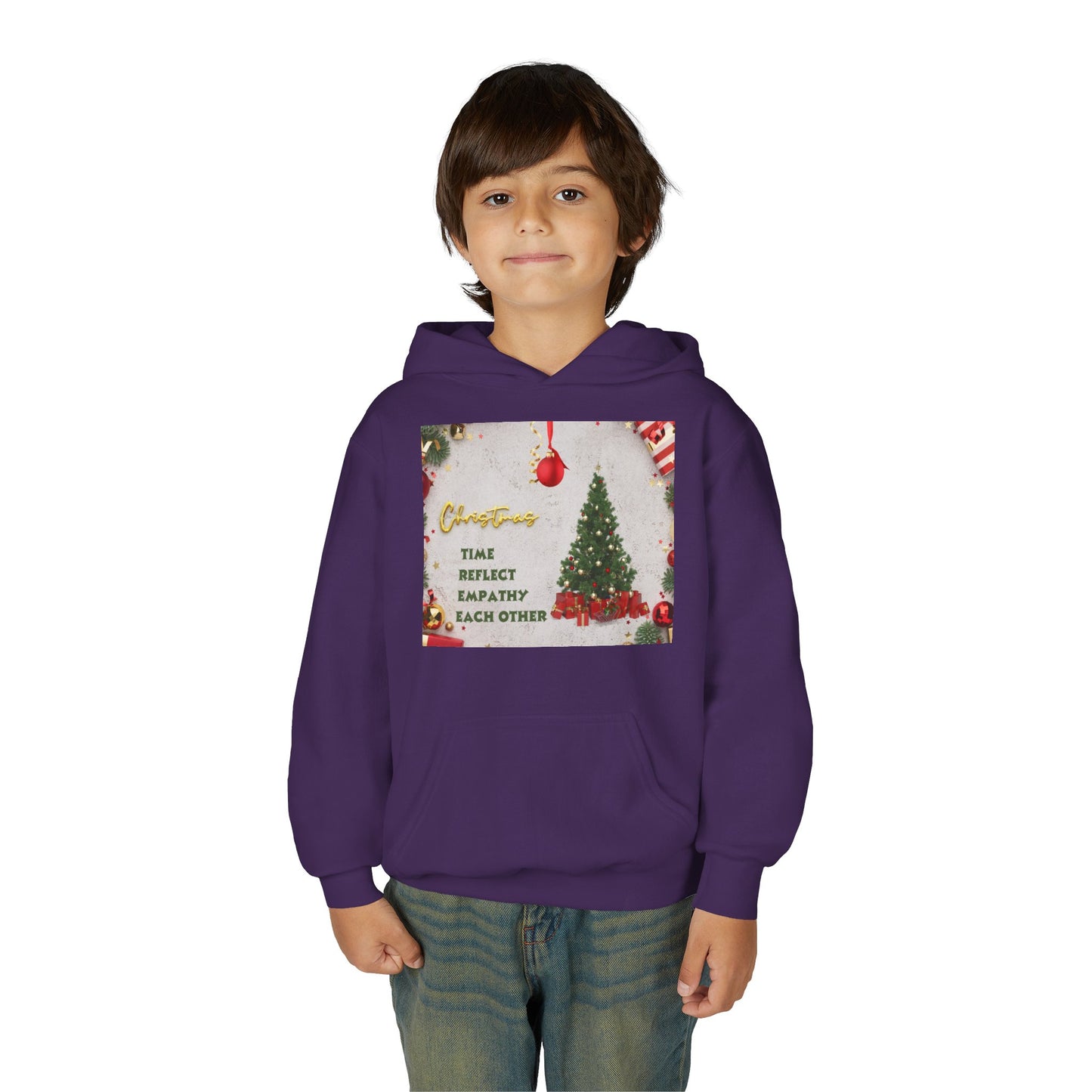 Youth Hooded Sweatshirt - Christmas Cheer, Cozy Holiday Gift, Festive Sweatshirt for Kids, Seasonal Wear, New Year Celebration