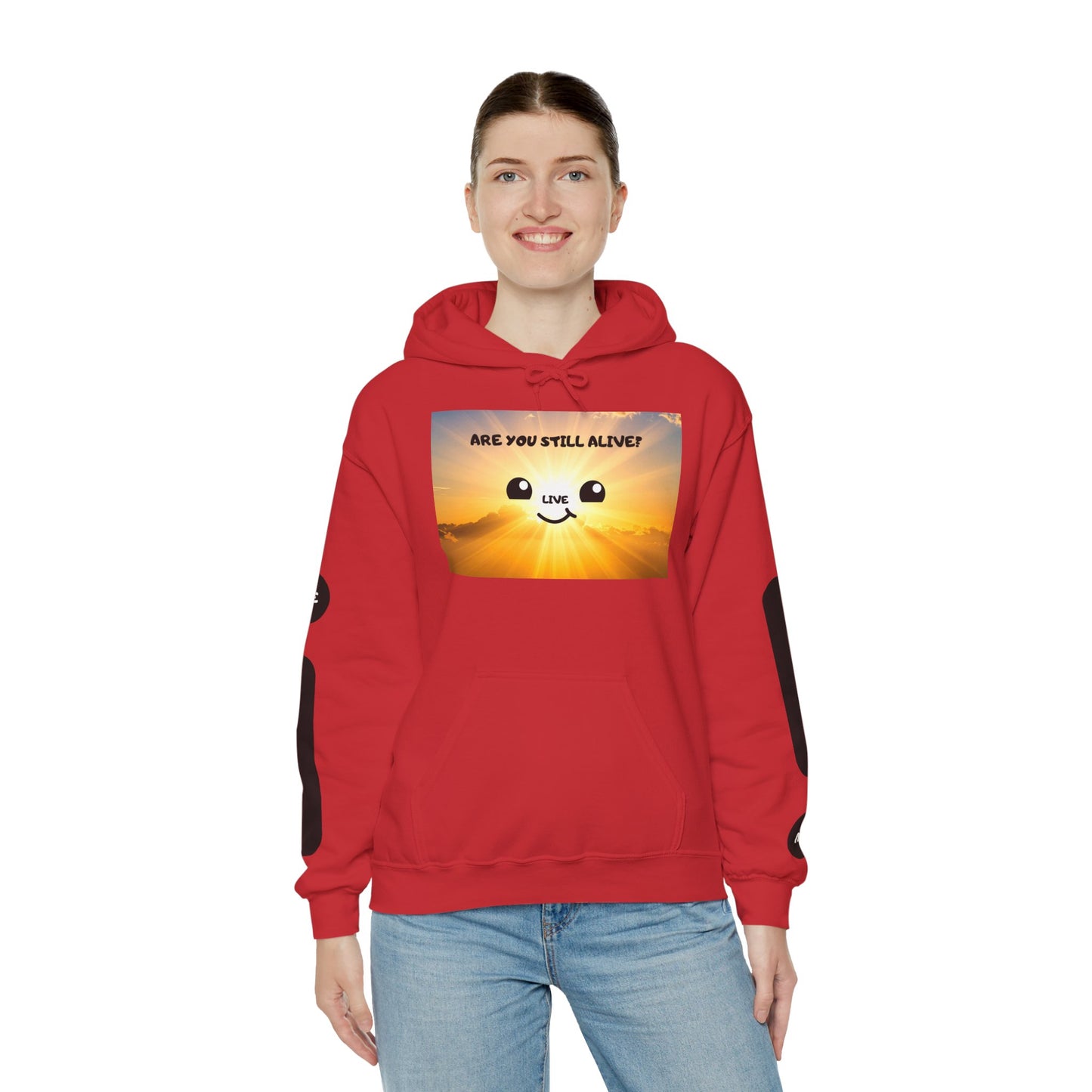 Smile Face Hoodie — "Are You Still Alive?" Sunrise Graphic Hooded Sweatshirt
