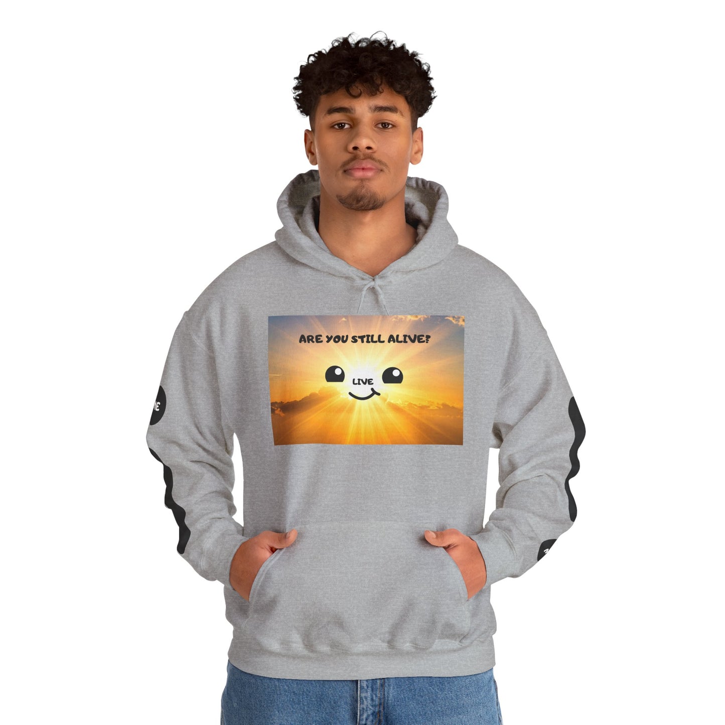 Smile Face Hoodie — "Are You Still Alive?" Sunrise Graphic Hooded Sweatshirt