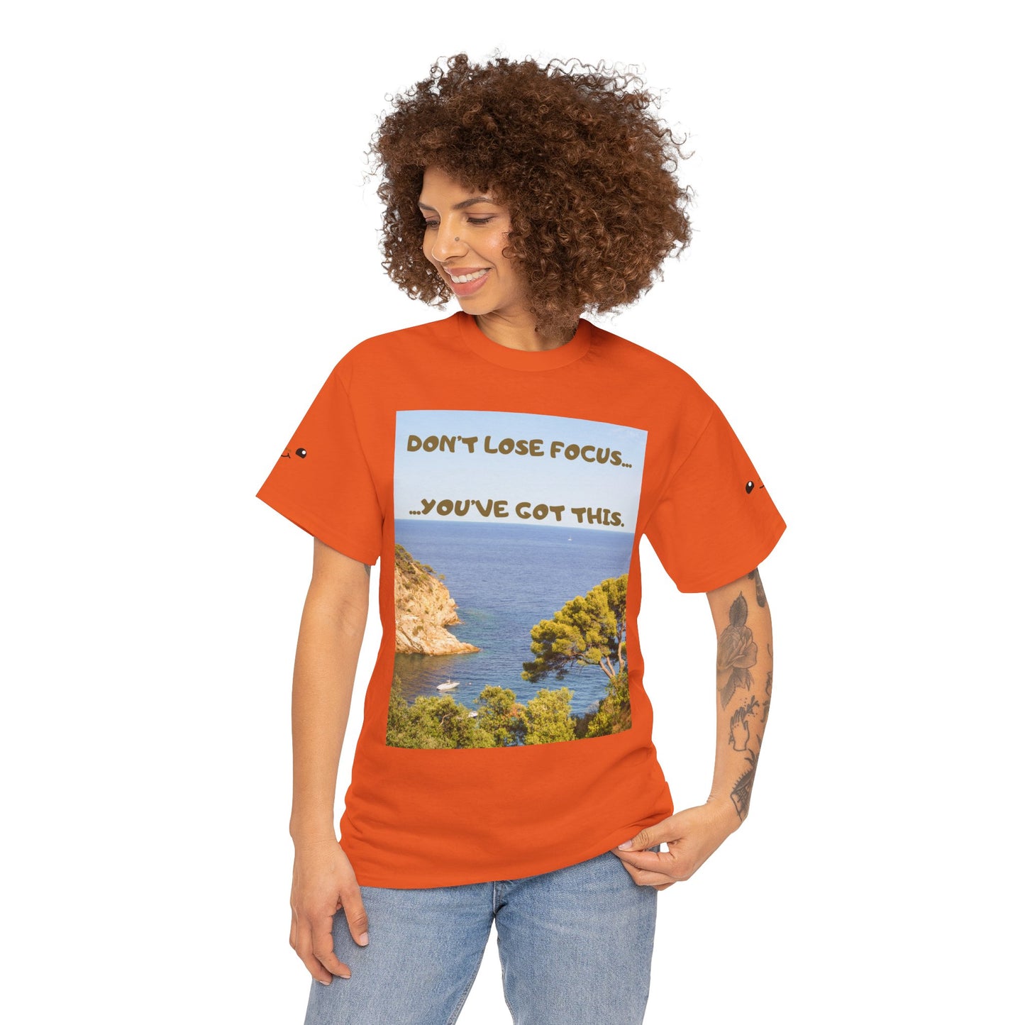Motivational Tee — "Don't Lose Focus, You've Got This" Beach Graphic