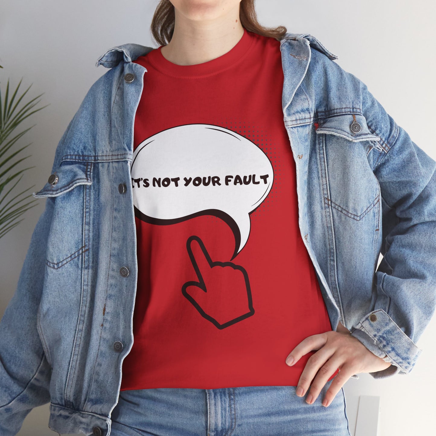 Graphic Tee — "It's Not Your Fault" Comic-Style Pointing Design