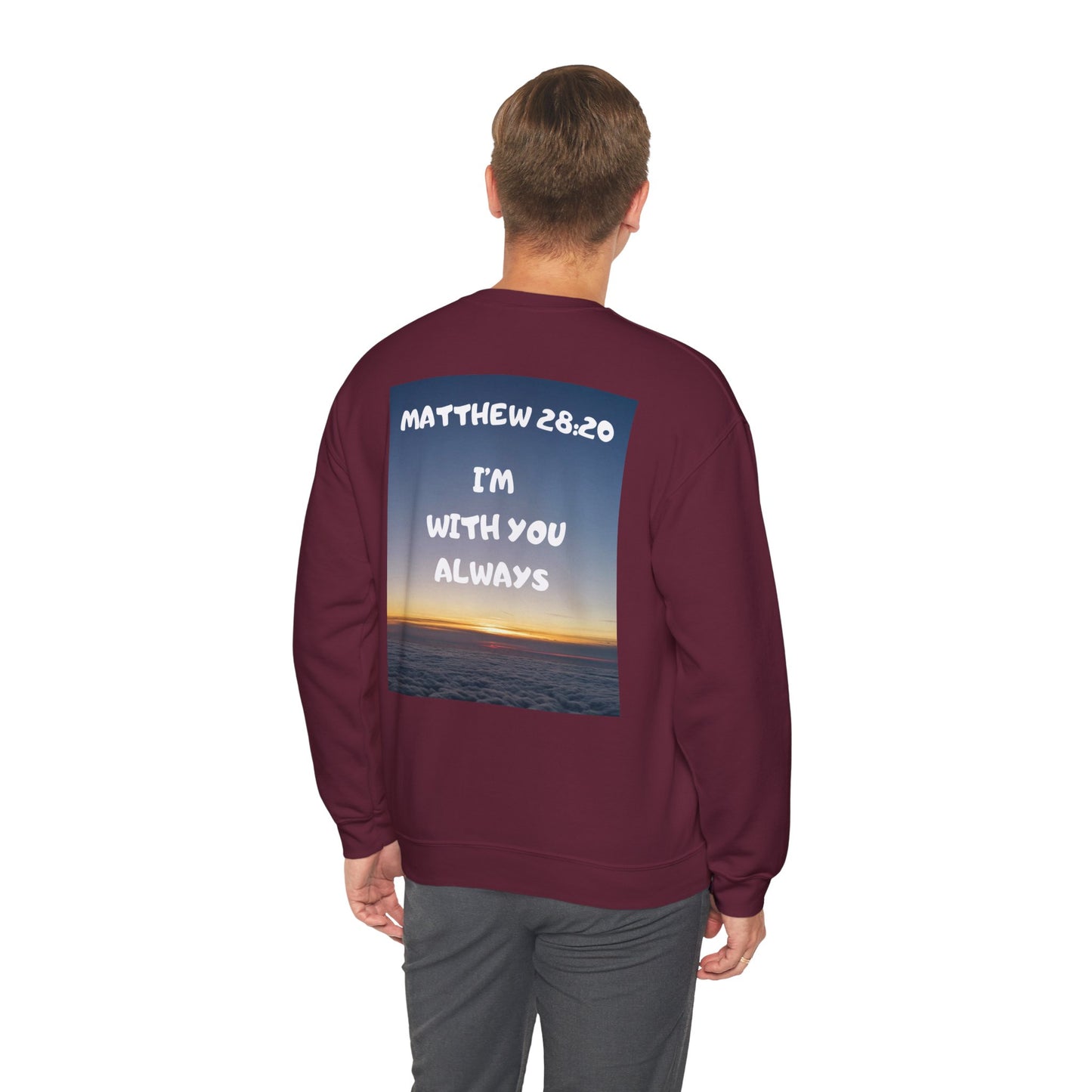 "Jeremiah 29:11 / Matthew 28:20" Christian Crewneck Inspirational Bible Verse Sweatshirt