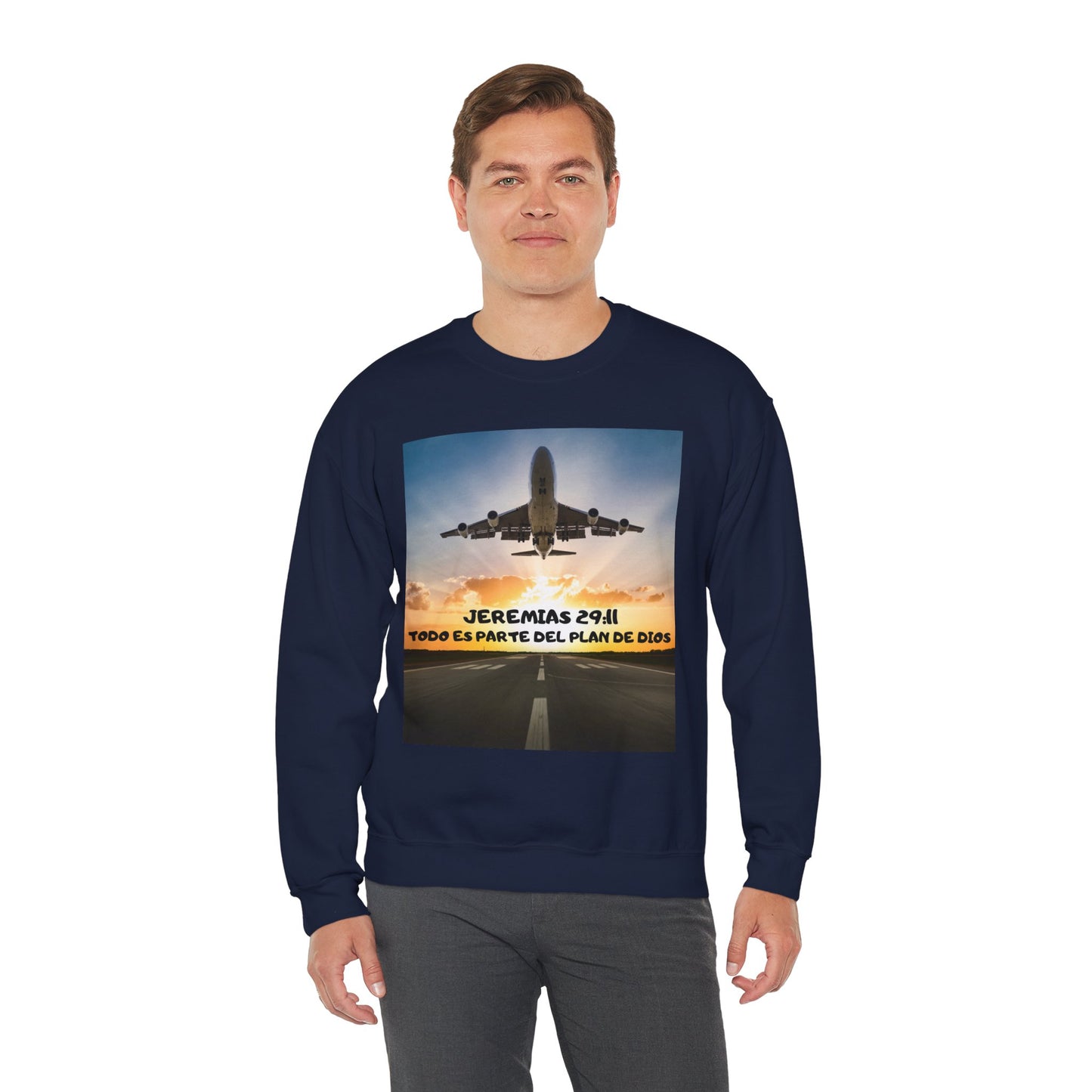 Christian Sweatshirt — Jeremías 29:11 & Mateo 28:20 Inspirational Crewneck