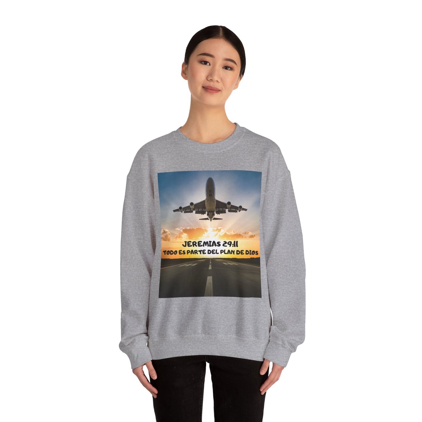 Christian Sweatshirt — Jeremías 29:11 & Mateo 28:20 Inspirational Crewneck