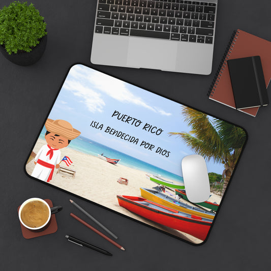 Puerto Rico Desk Mat, Tropical Desk Accessory for Home & Office, Gift for Travel Lovers, Summer Vibes Decoration, Personalized Workspace