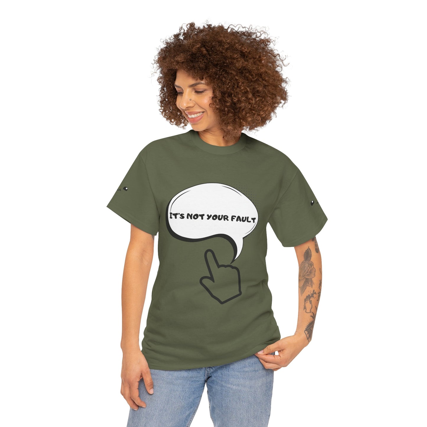 Graphic Tee — "It's Not Your Fault" Comic-Style Pointing Design