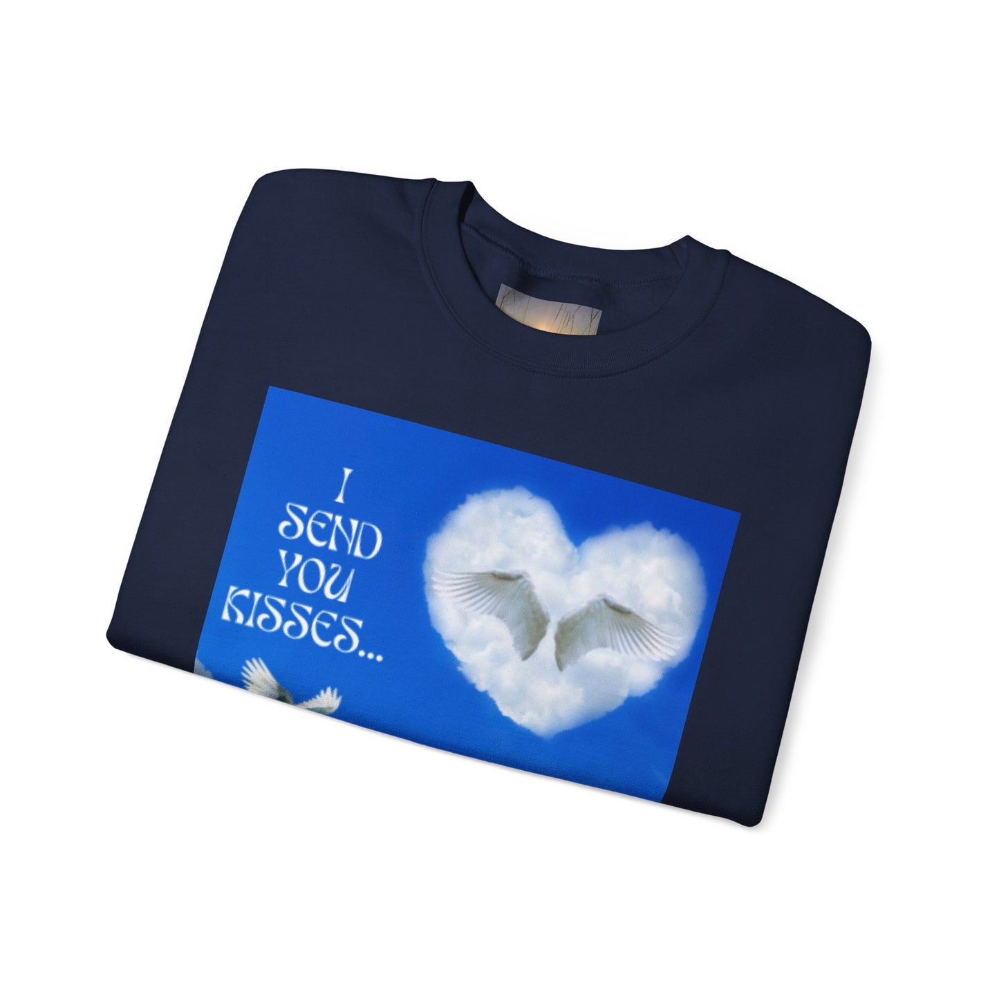 I SEND YOU KISSES Sky Heart Sweatshirt - I Send You Kisses, Cozy Gift for Loved Ones, Unisex Crewneck for Any Occasion, Valentine's Day Apparel, Cloud Print