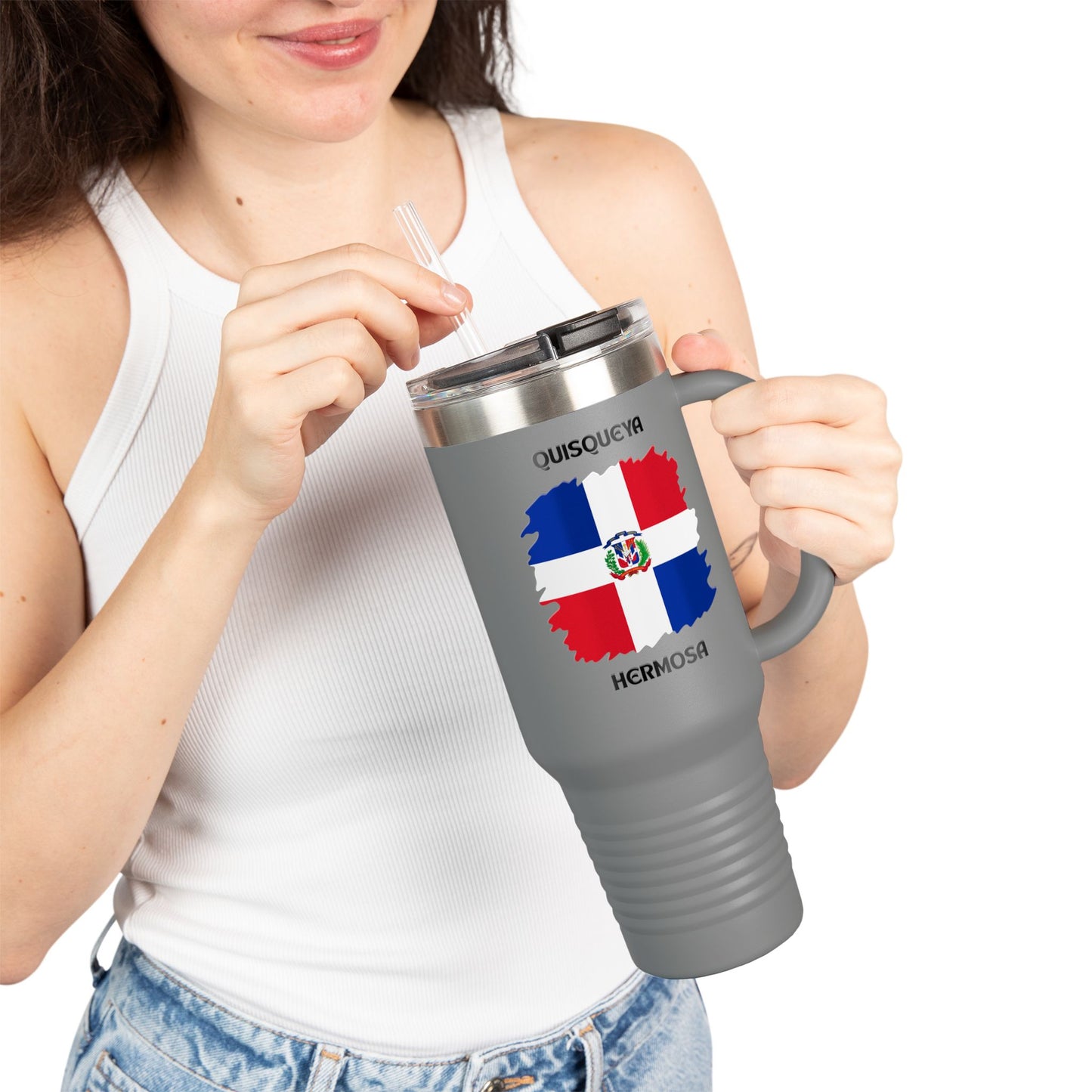 Dominican Republic Insulated Travel Mug, Caribbean Travel Cup, Beach Lover Gift, Quisqueya Hermosa Thermos, Vacation Essential, Summer [...]