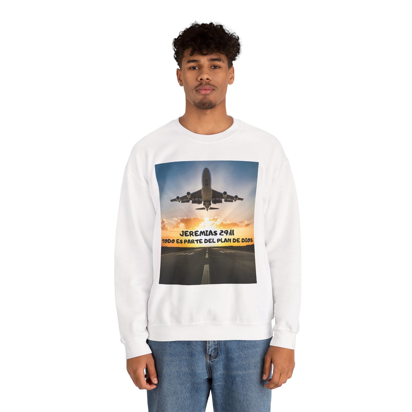 Christian Sweatshirt — Jeremías 29:11 & Mateo 28:20 Inspirational Crewneck