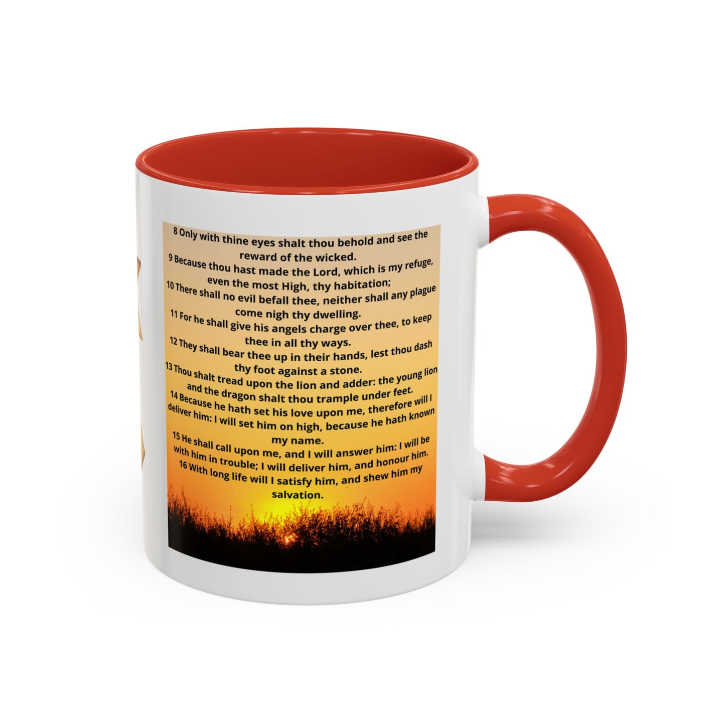 PSALM 91 Inspirational Lion Accent Coffee Mug | Motivational Gift, Scripture Mug, Unique Home Decor, Faith-Based Coffee Cup, Lion Design