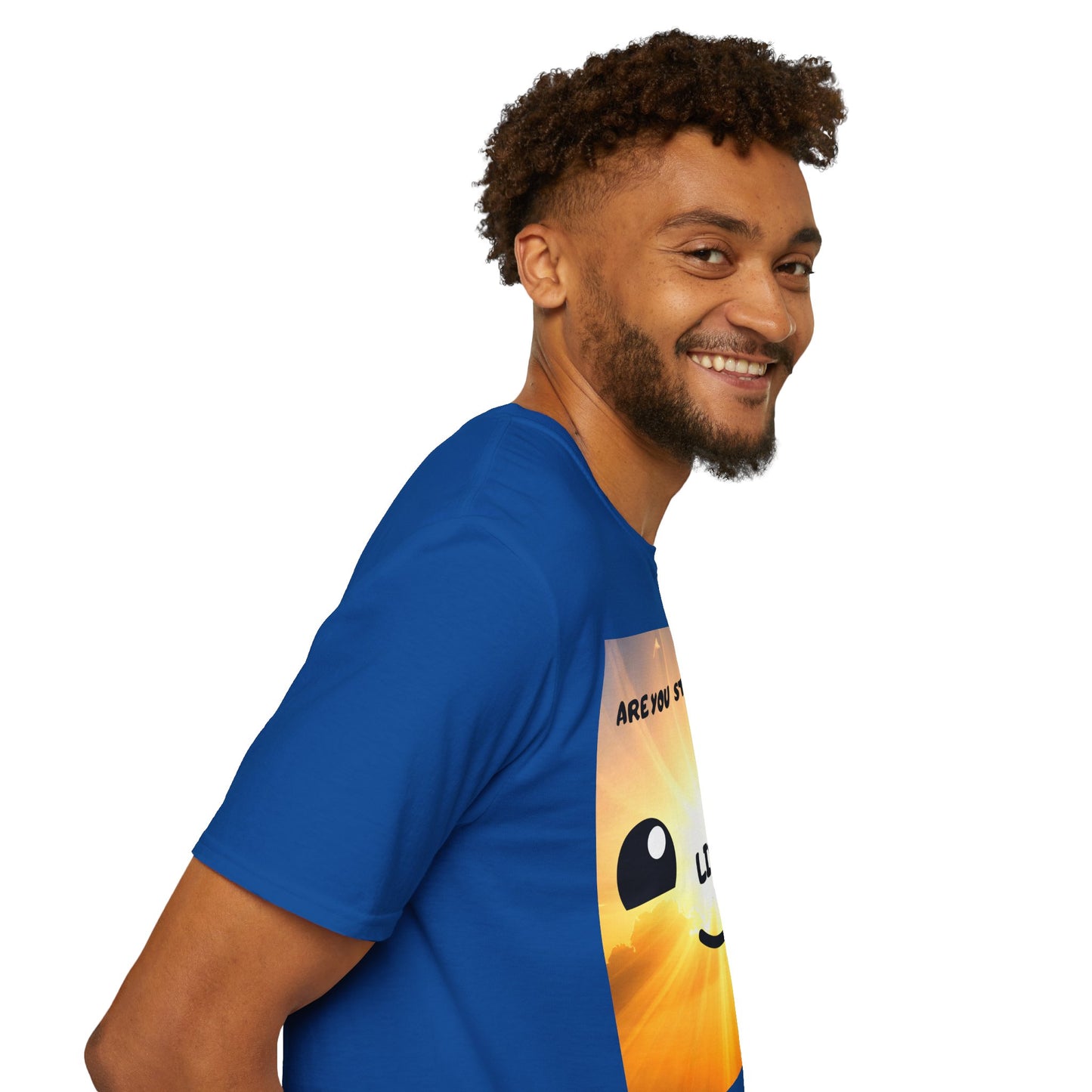 Live Smiley T-Shirt — 'Are You Still Alive?' Sunburst Positive Tee