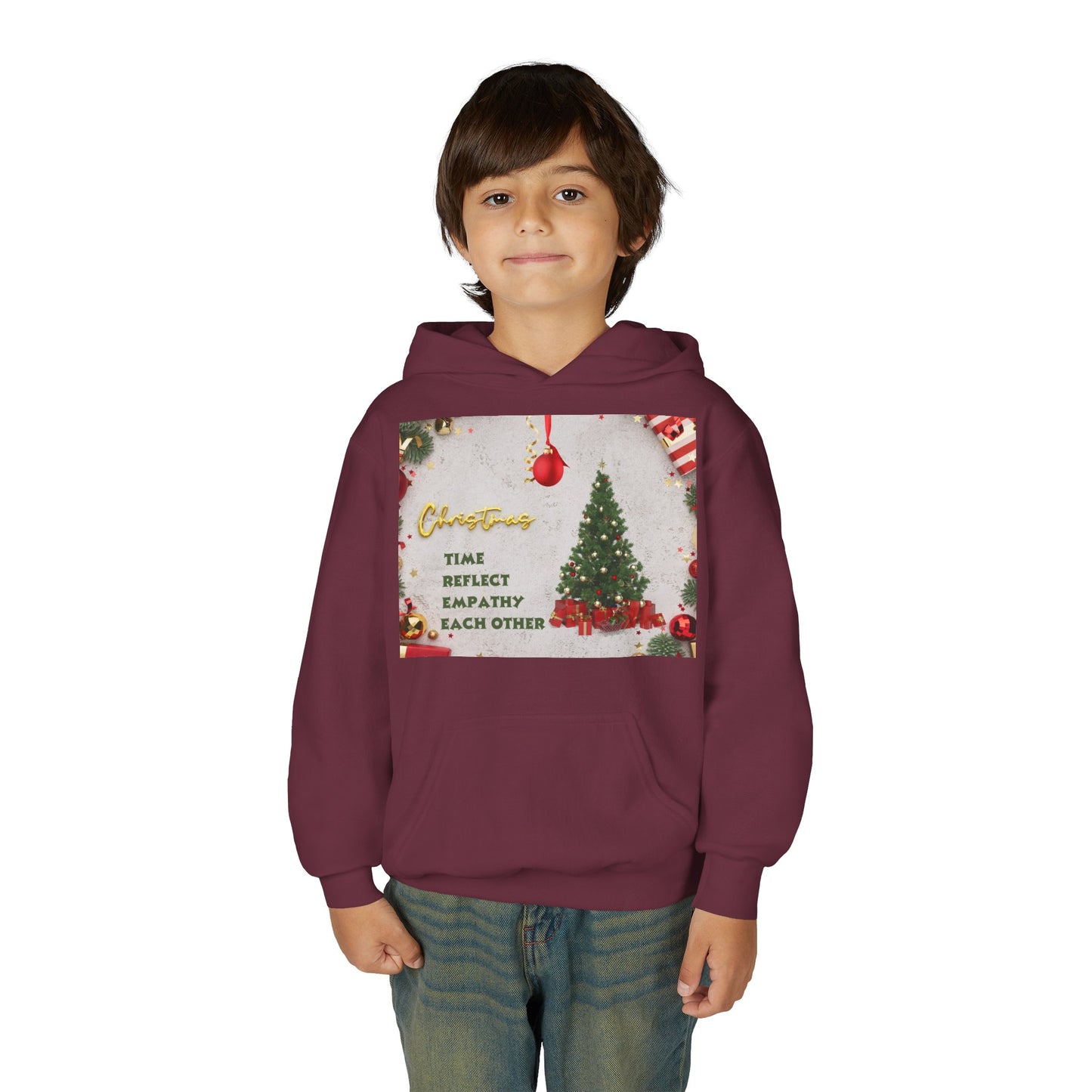 Youth Hooded Sweatshirt - Christmas Cheer, Cozy Holiday Gift, Festive Sweatshirt for Kids, Seasonal Wear, New Year Celebration