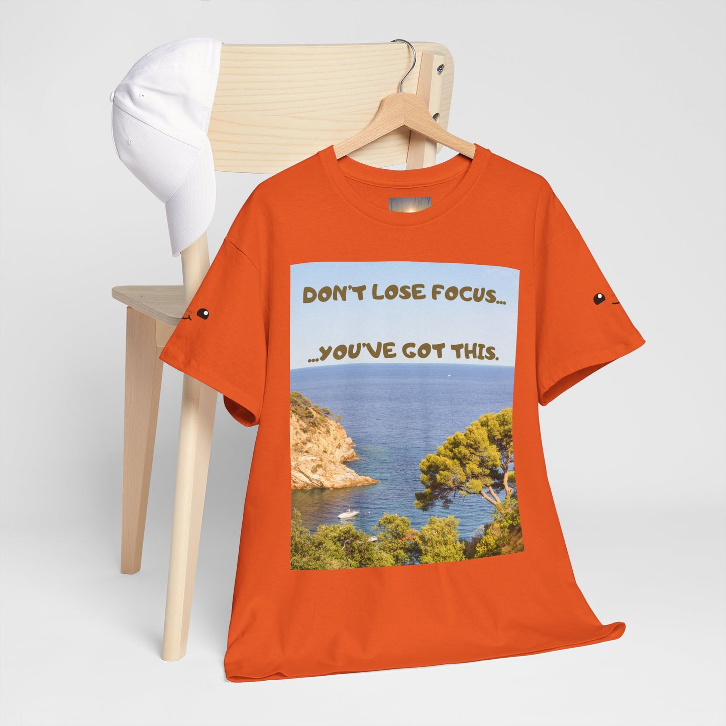 Motivational Tee — "Don't Lose Focus, You've Got This" Beach Graphic