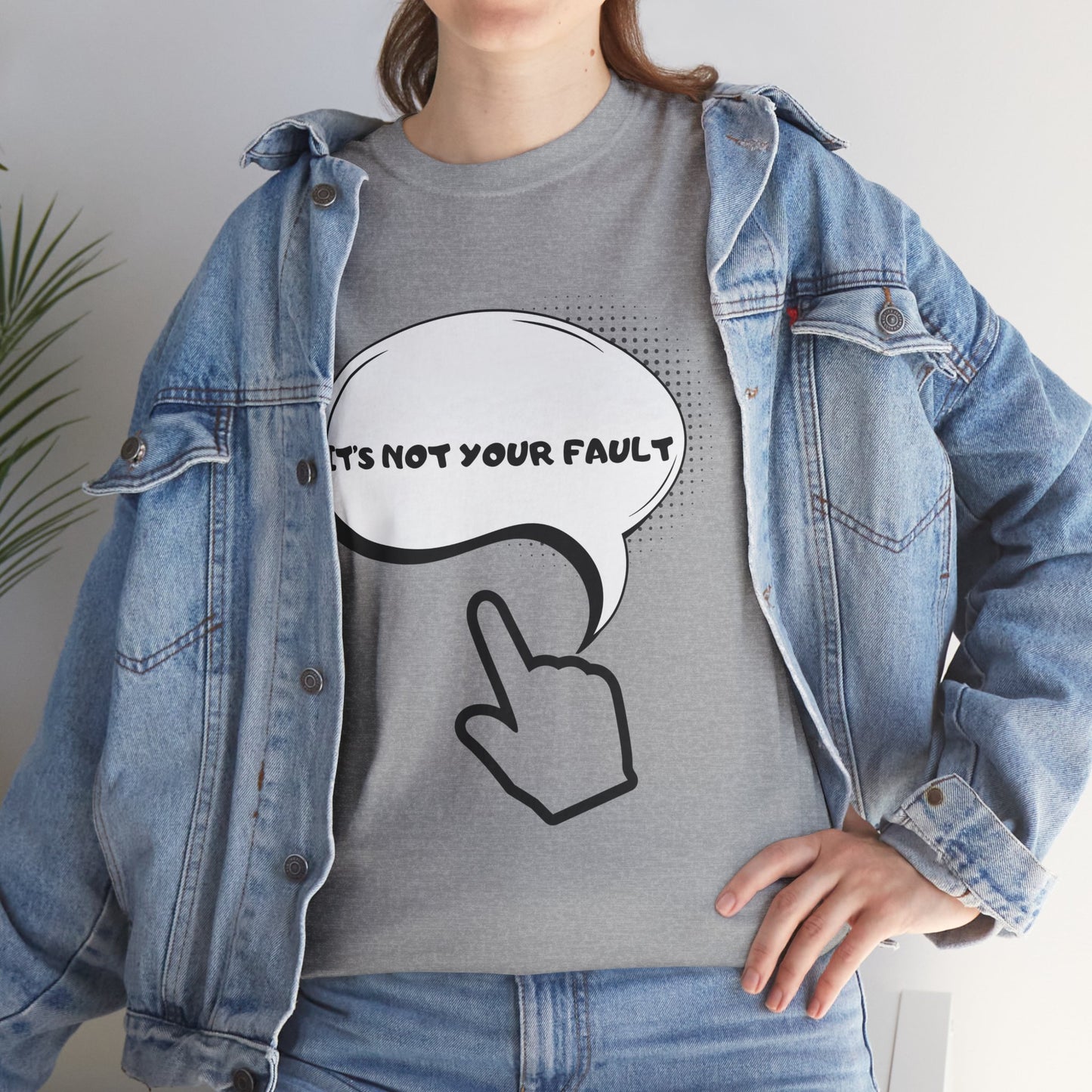 Graphic Tee — "It's Not Your Fault" Comic-Style Pointing Design