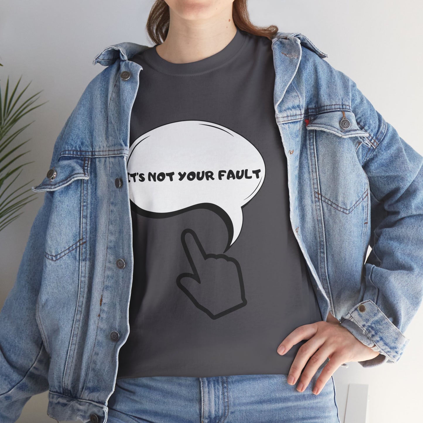 Graphic Tee — "It's Not Your Fault" Comic-Style Pointing Design