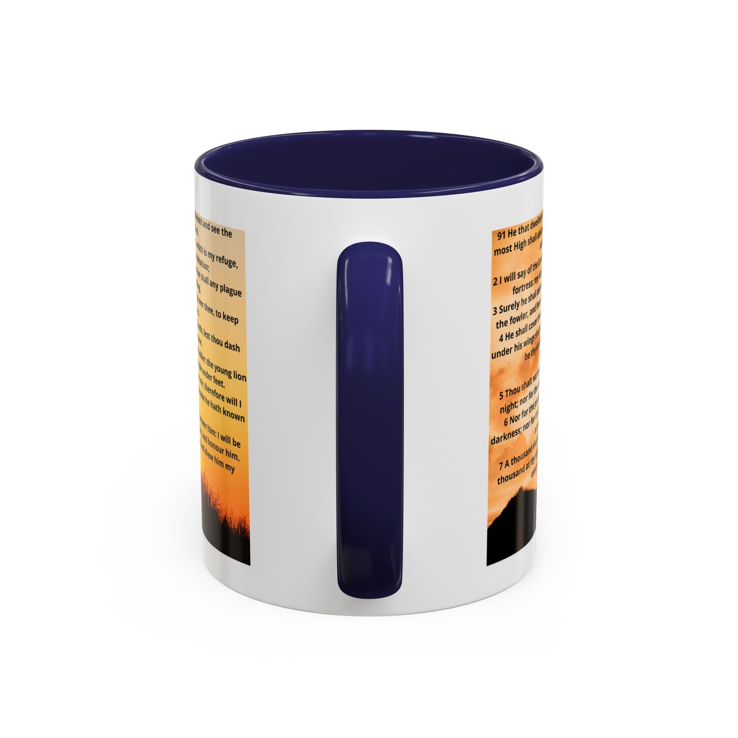 PSALM 91 Inspirational Lion Accent Coffee Mug | Motivational Gift, Scripture Mug, Unique Home Decor, Faith-Based Coffee Cup, Lion Design
