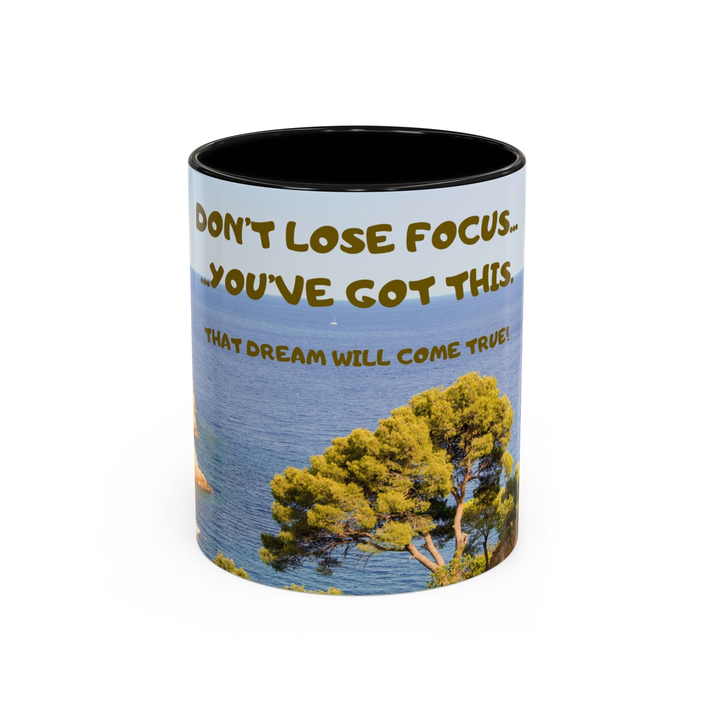 Inspirational Coastal Coffee Mug - "Don't Lose Focus... You've Got This" Accent Mug