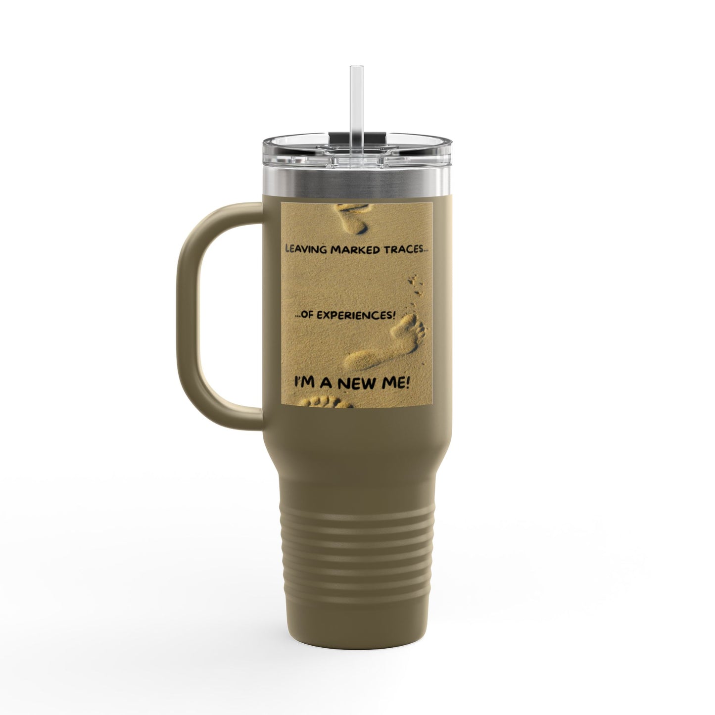 I MADE IT / LEAVING MARKED TRACES Inspiring Insulated Travel Mug, 40oz - Motivational Coffee Cup for New Beginnings, Perfect Gift for Self-Care, Daily Use, Travel Mug, [...]
