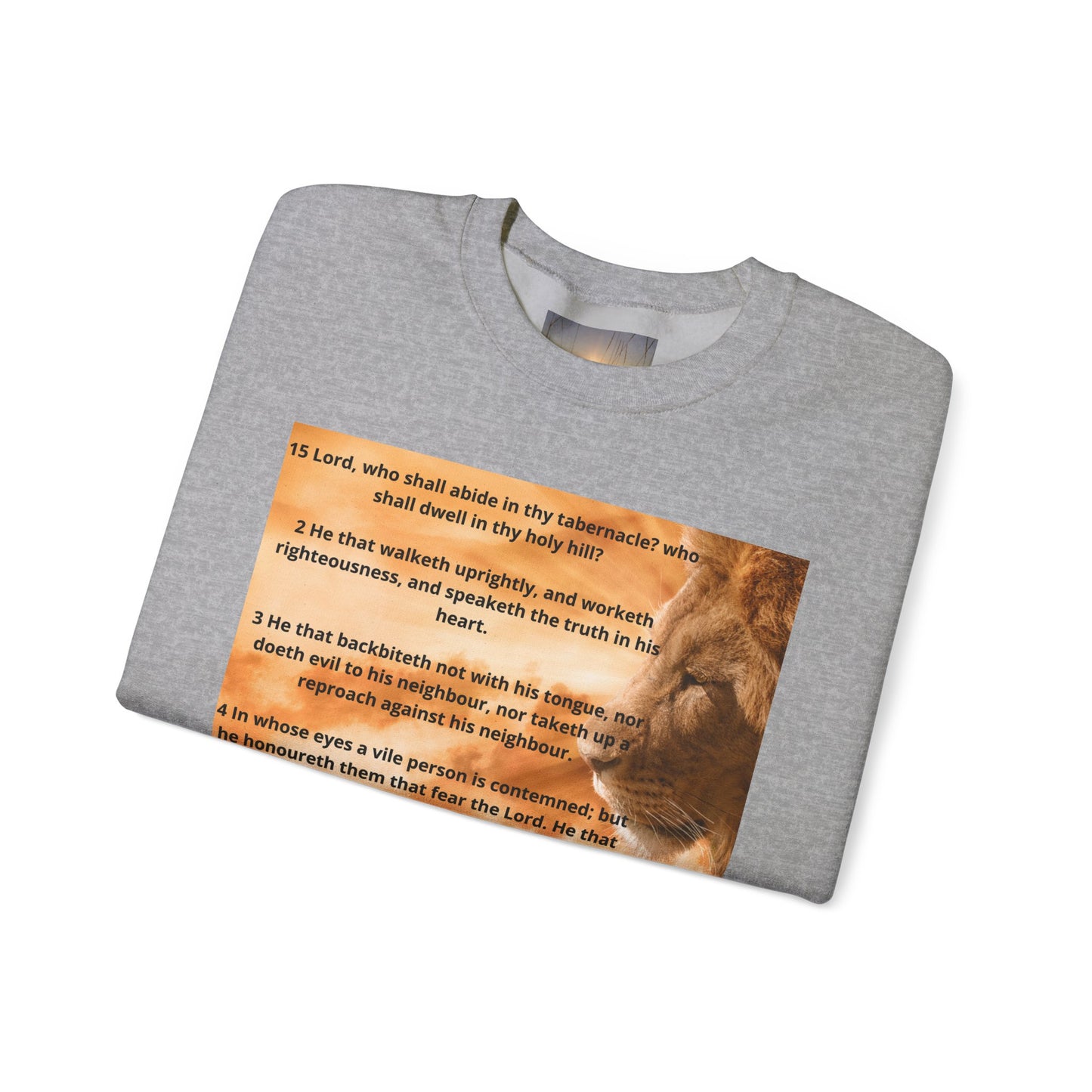 PSALM 15 Lion Crewneck Sweatshirt, Motivational Top for Animal Lovers, Gift Idea for Birthdays, Cozy Apparel for Everyday [...]