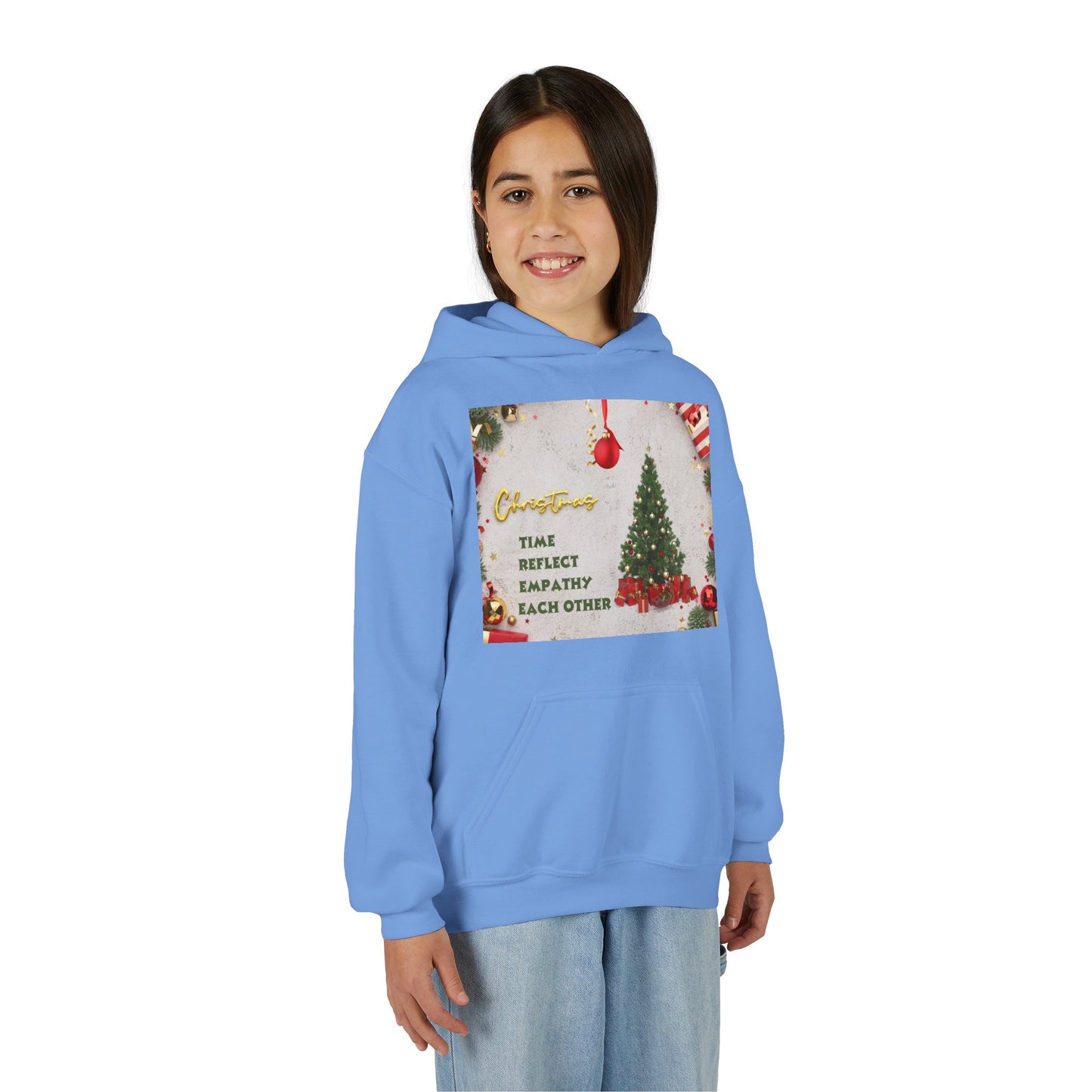 Youth Hooded Sweatshirt - Christmas Cheer, Cozy Holiday Gift, Festive Sweatshirt for Kids, Seasonal Wear, New Year Celebration