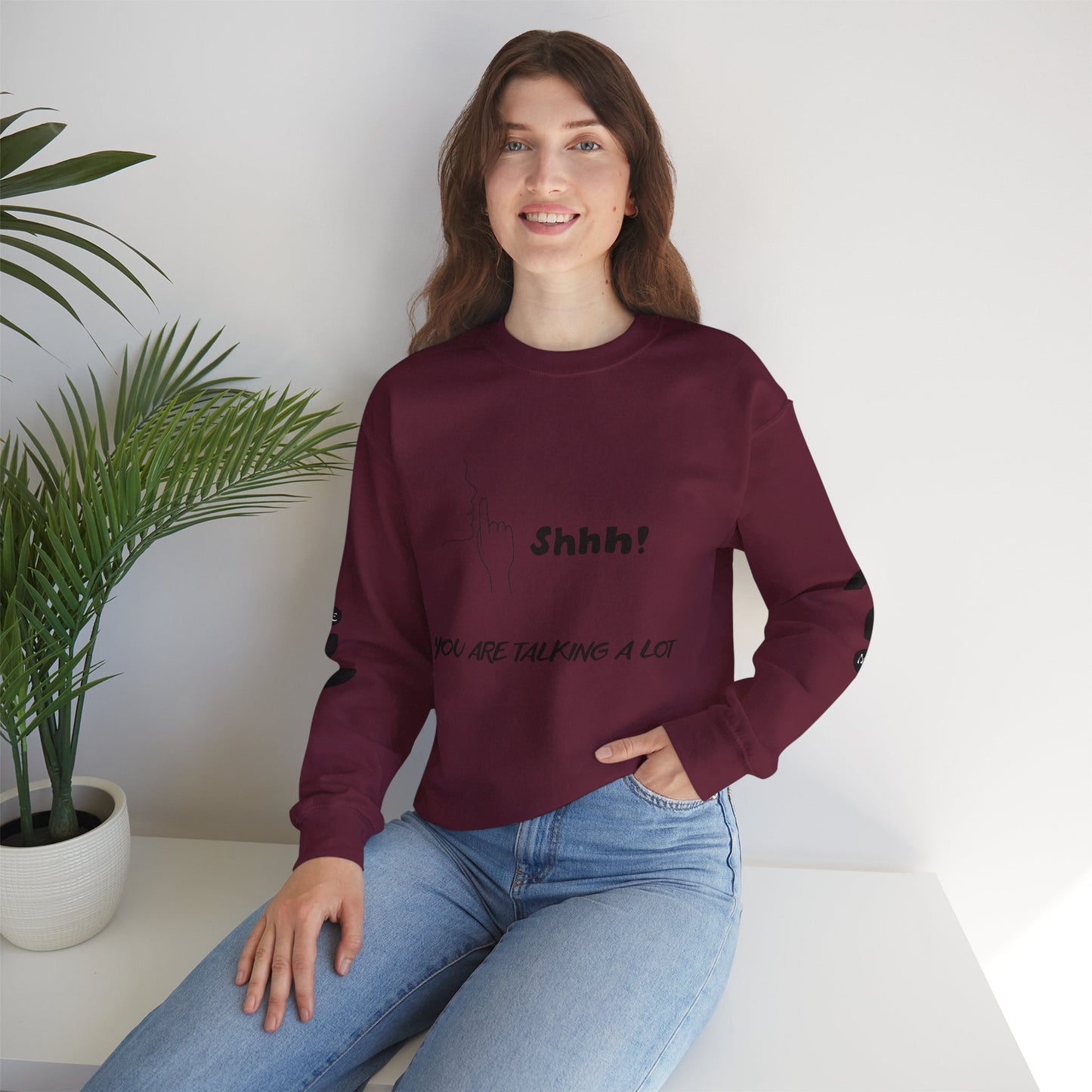 SHHH! SILENCE Unisex Humor Crewneck Sweatshirt: Funny Silence Design, Perfect for Gifting, Casual Wear, Birthday, Holidays, Conversation Starter
