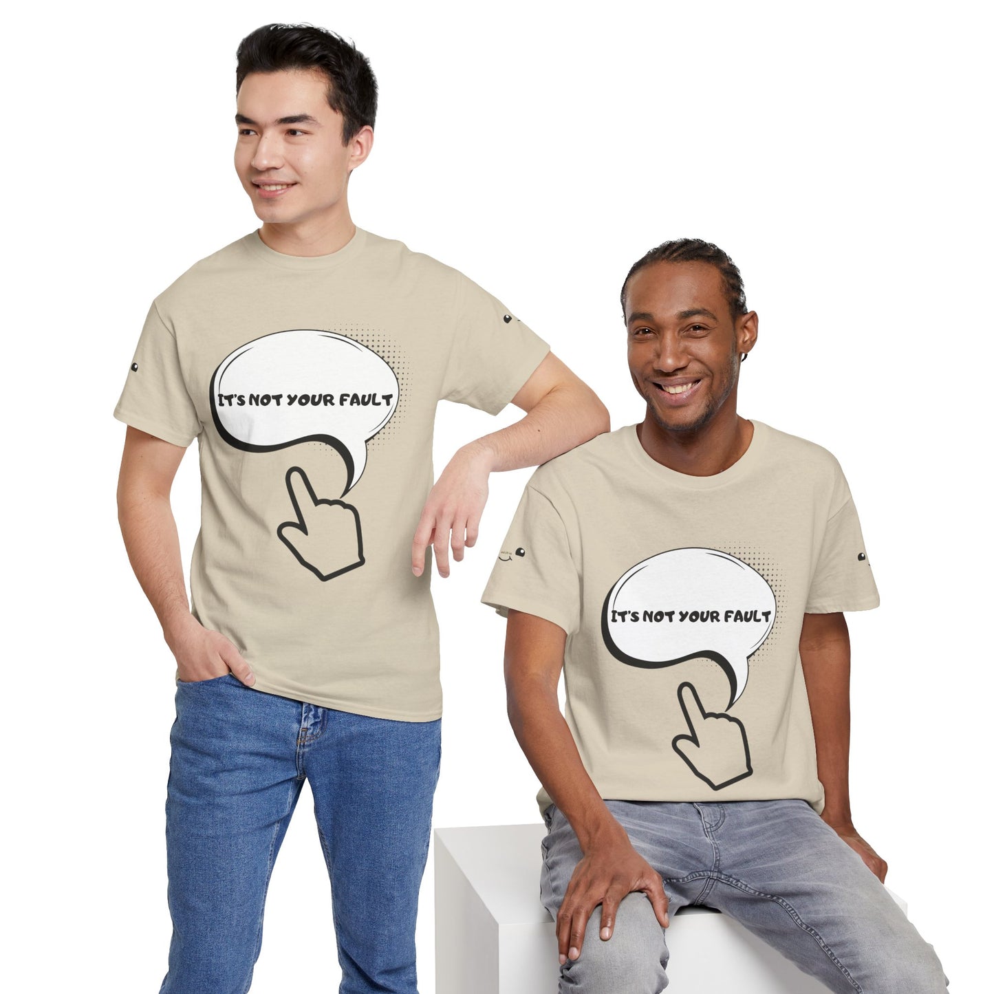 Graphic Tee — "It's Not Your Fault" Comic-Style Pointing Design