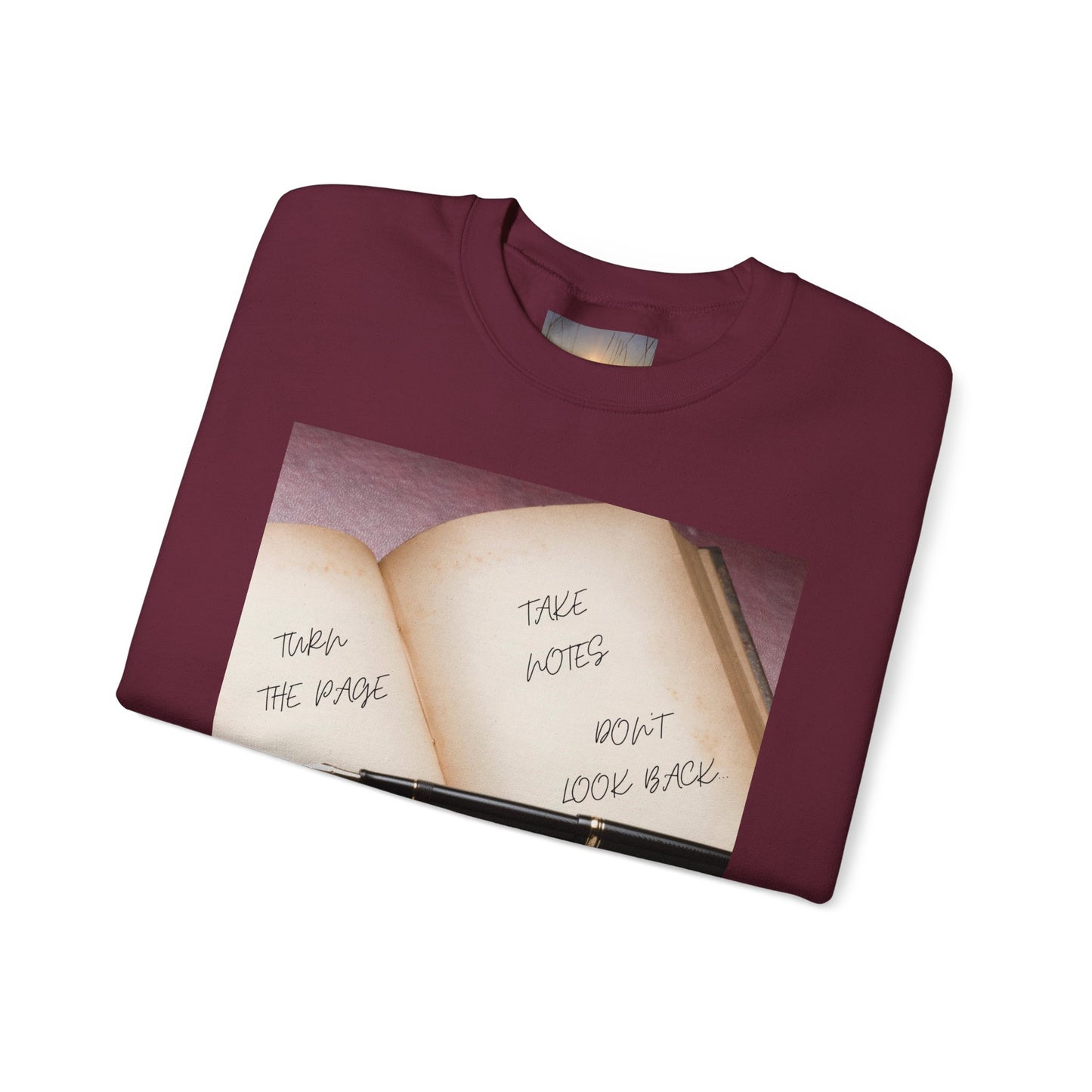TURN THE PAGE Inspirational Sweatshirt for Note-Takers, Cozy Crewneck, Motivational Gift, Book Lovers, Back-to-School Apparel