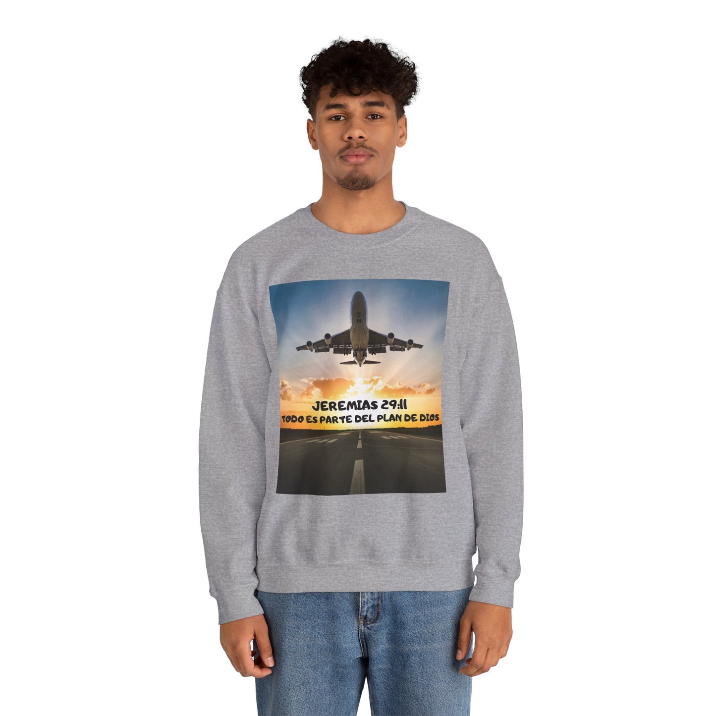 Christian Sweatshirt — Jeremías 29:11 & Mateo 28:20 Inspirational Crewneck