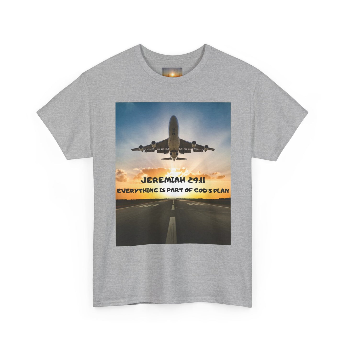 Faith Travel T‑Shirt — “Jeremiah 29:11 / Matthew 28:20” Inspirational Plane Tee
