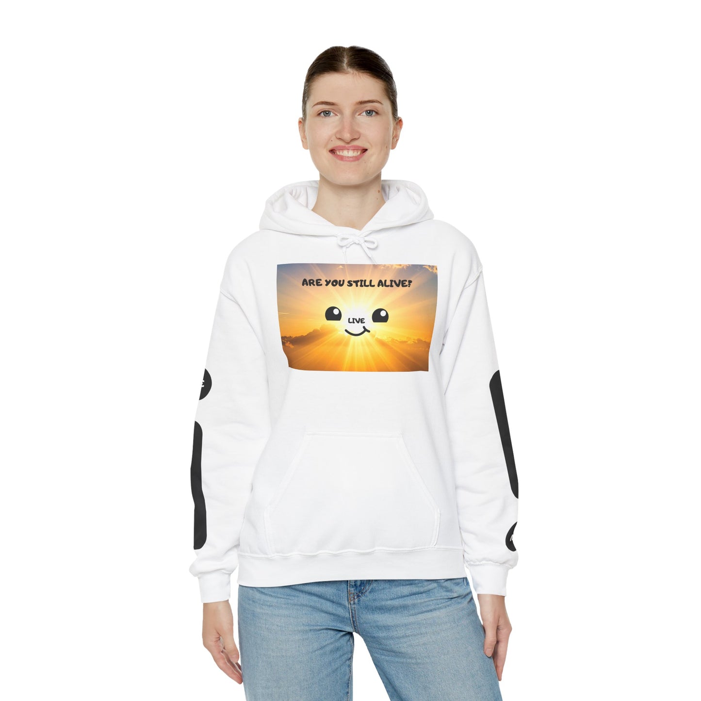 Smile Face Hoodie — "Are You Still Alive?" Sunrise Graphic Hooded Sweatshirt