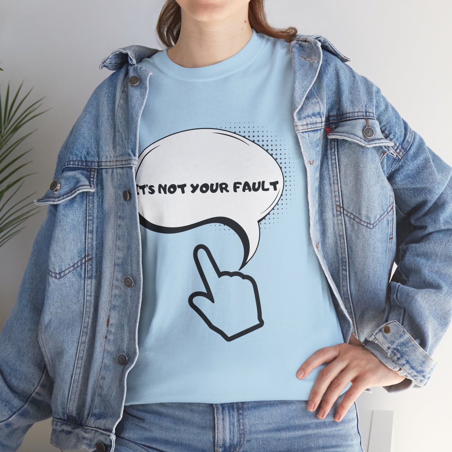 Graphic Tee — "It's Not Your Fault" Comic-Style Pointing Design
