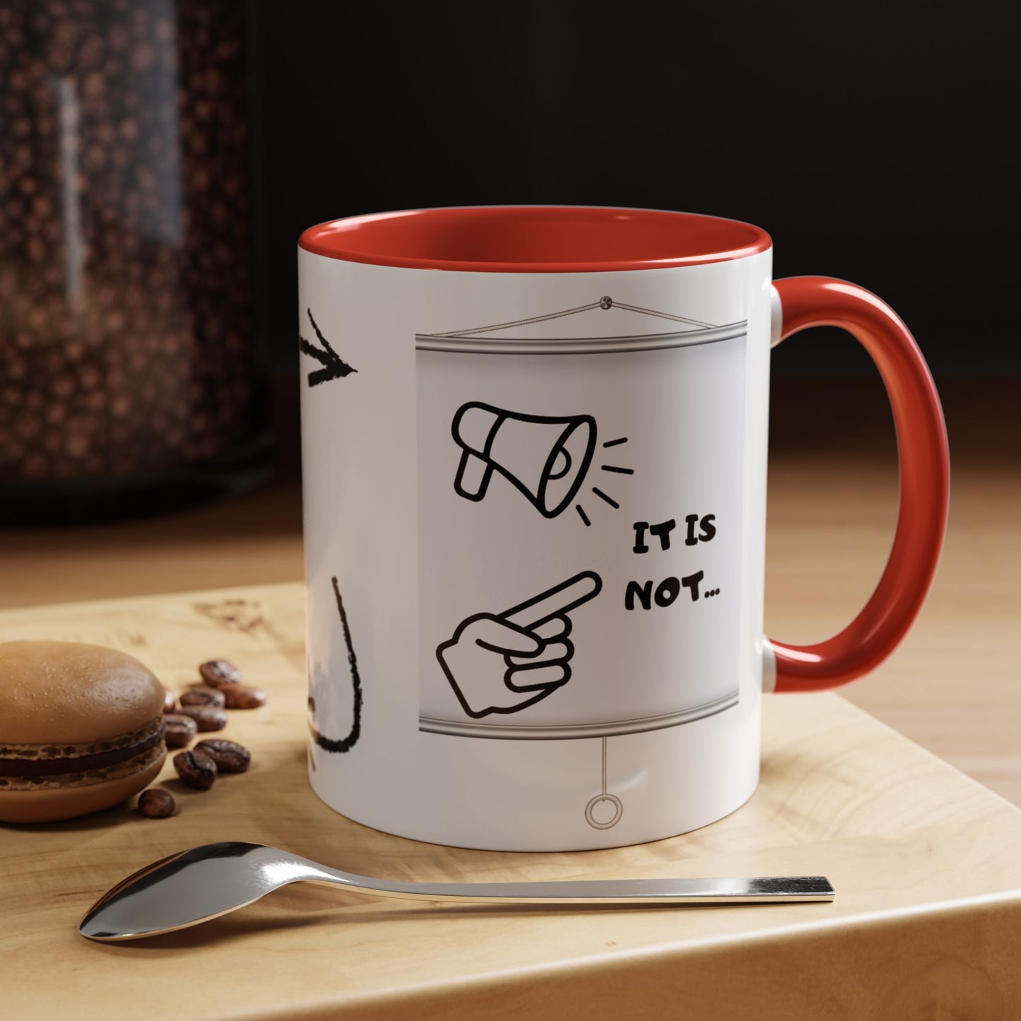 Accent Coffee Mug — Funny 'It Is Not your Fault' Doodle Cartoon Mug (11/15oz)