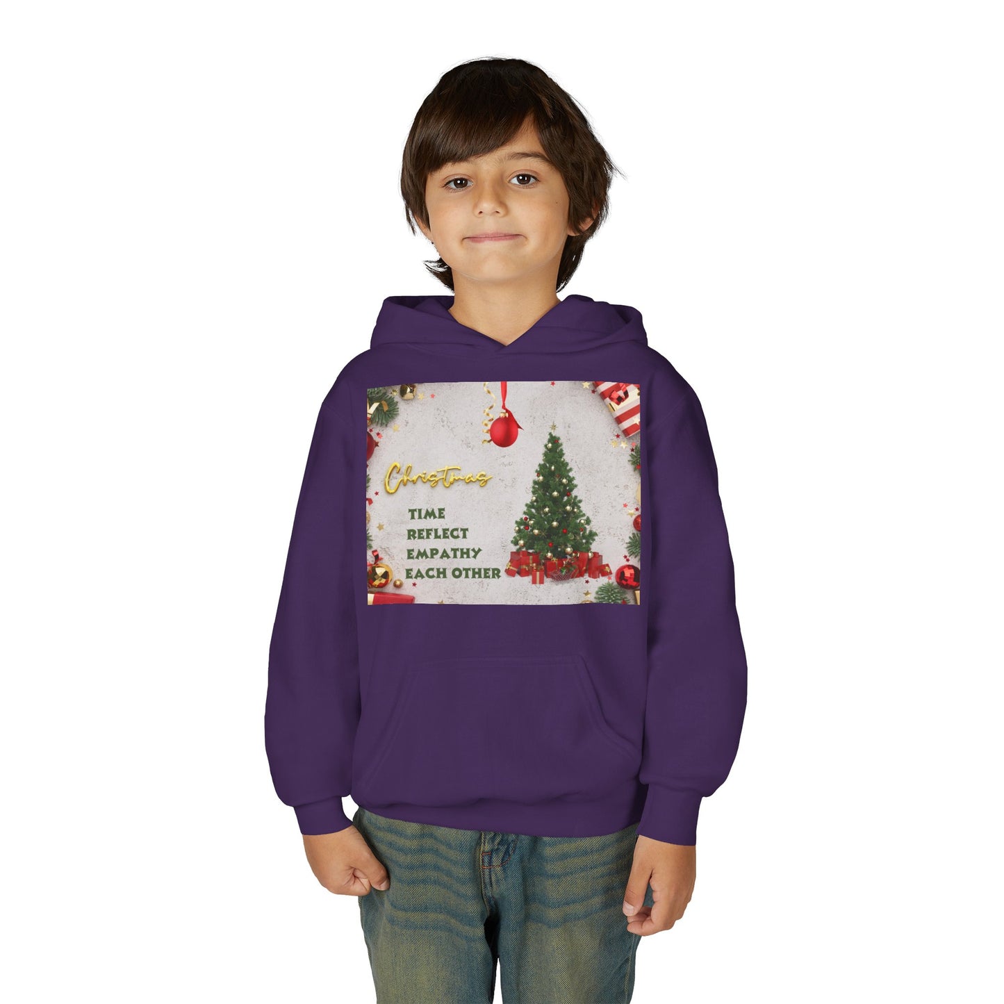 Youth Hooded Sweatshirt - Christmas Cheer, Cozy Holiday Gift, Festive Sweatshirt for Kids, Seasonal Wear, New Year Celebration
