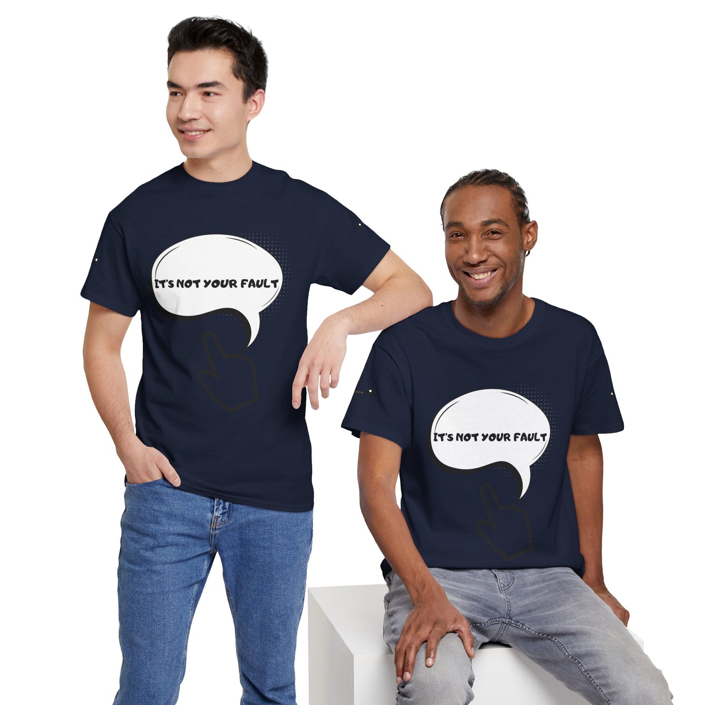 Graphic Tee — "It's Not Your Fault" Comic-Style Pointing Design