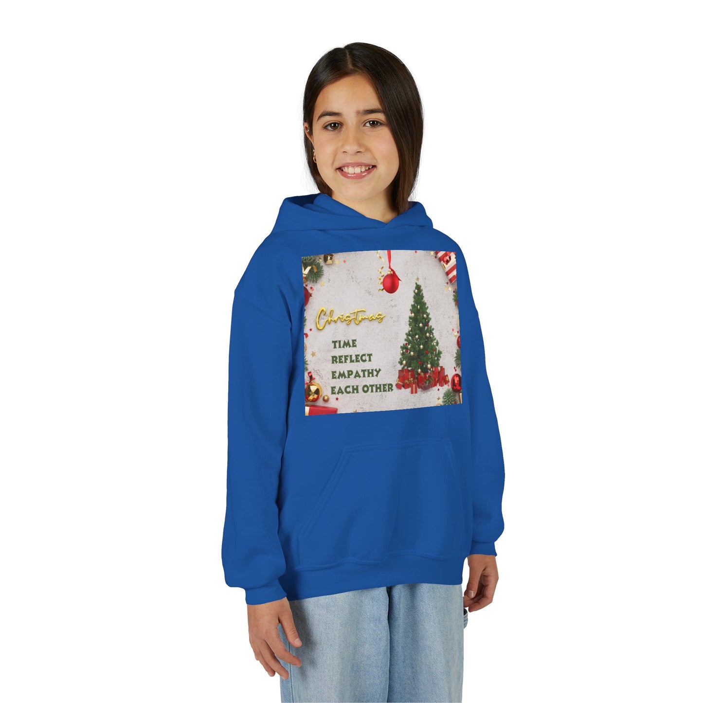 Youth Hooded Sweatshirt - Christmas Cheer, Cozy Holiday Gift, Festive Sweatshirt for Kids, Seasonal Wear, New Year Celebration