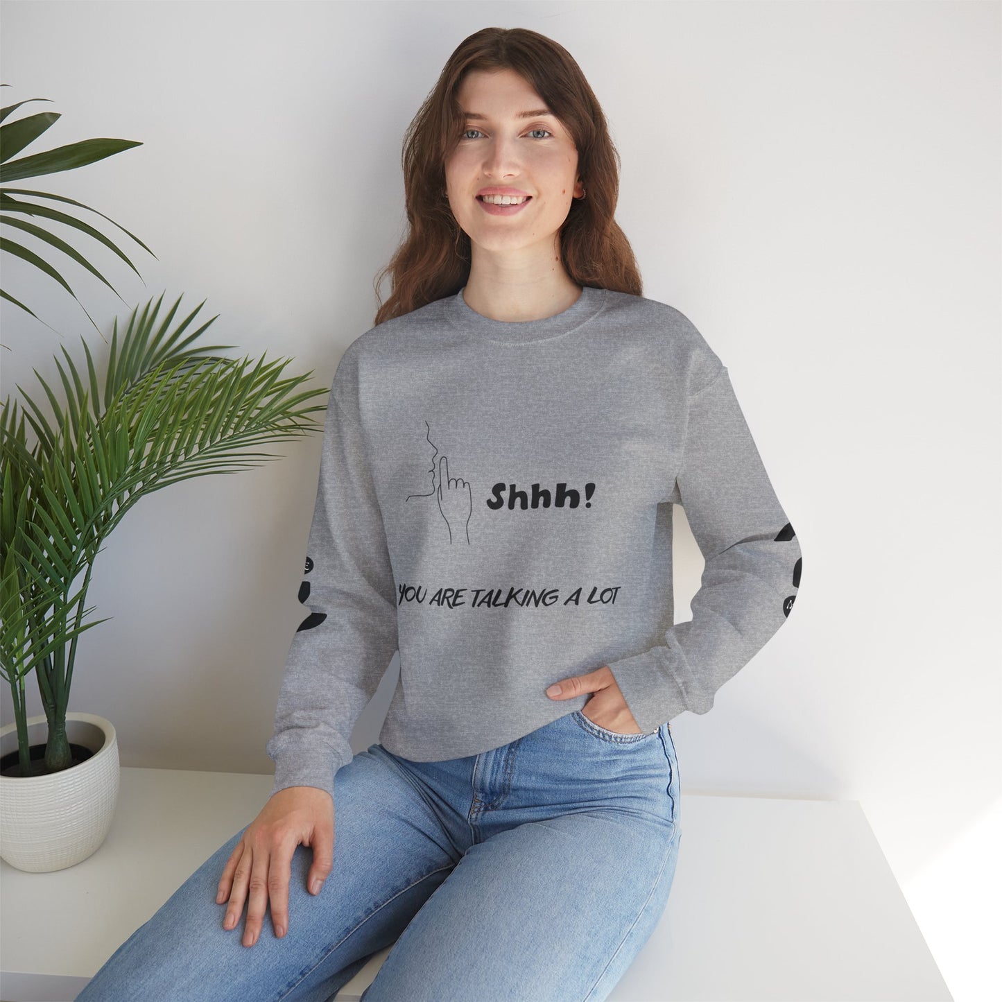 SHHH! SILENCE Unisex Humor Crewneck Sweatshirt: Funny Silence Design, Perfect for Gifting, Casual Wear, Birthday, Holidays, Conversation Starter