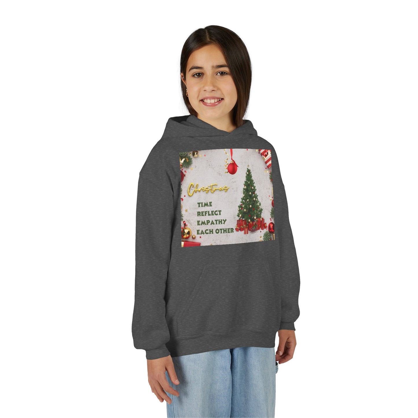 Youth Hooded Sweatshirt - Christmas Cheer, Cozy Holiday Gift, Festive Sweatshirt for Kids, Seasonal Wear, New Year Celebration