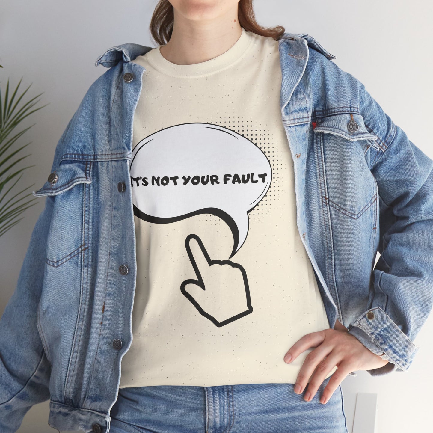 Graphic Tee — "It's Not Your Fault" Comic-Style Pointing Design