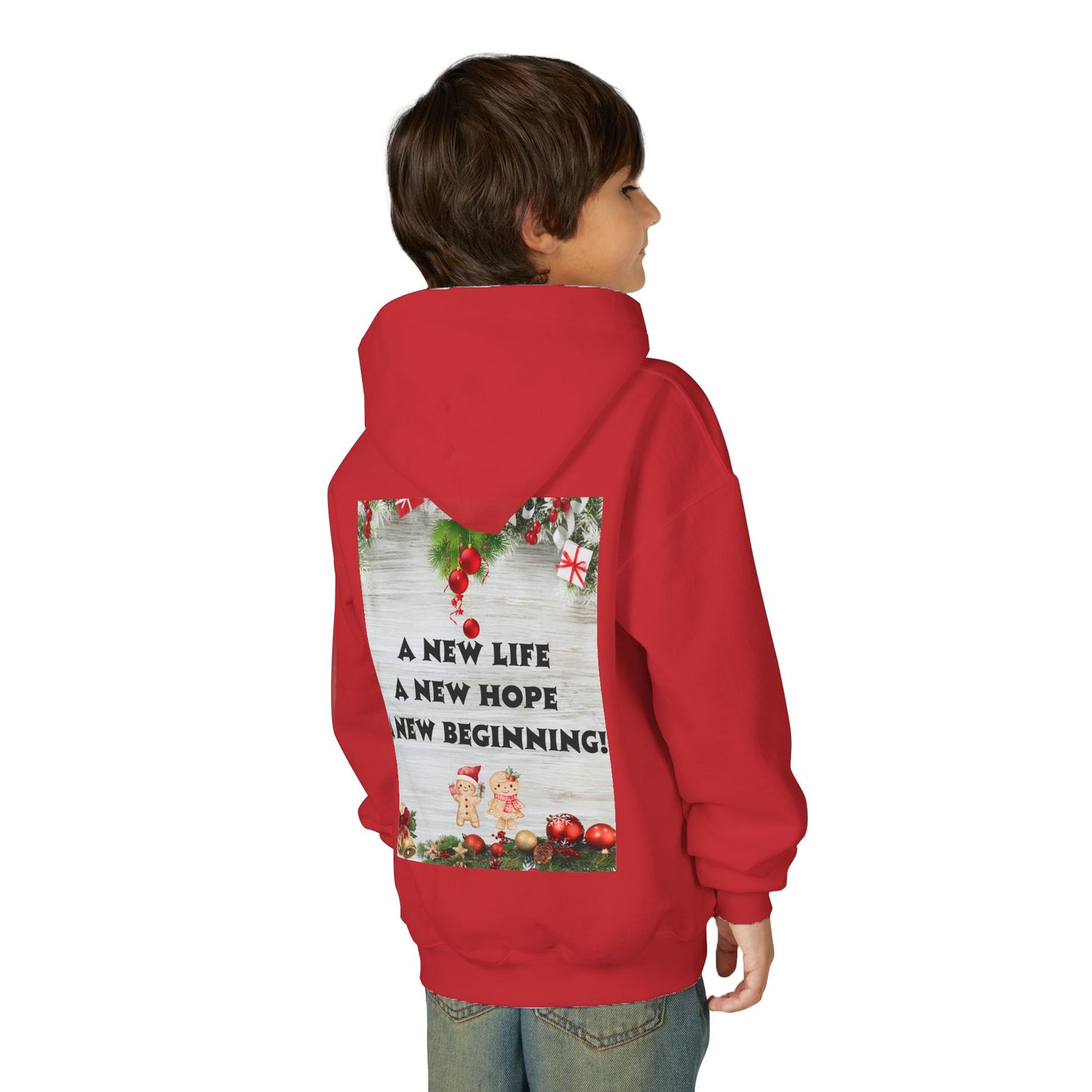 Youth Hooded Sweatshirt - Christmas Cheer, Cozy Holiday Gift, Festive Sweatshirt for Kids, Seasonal Wear, New Year Celebration