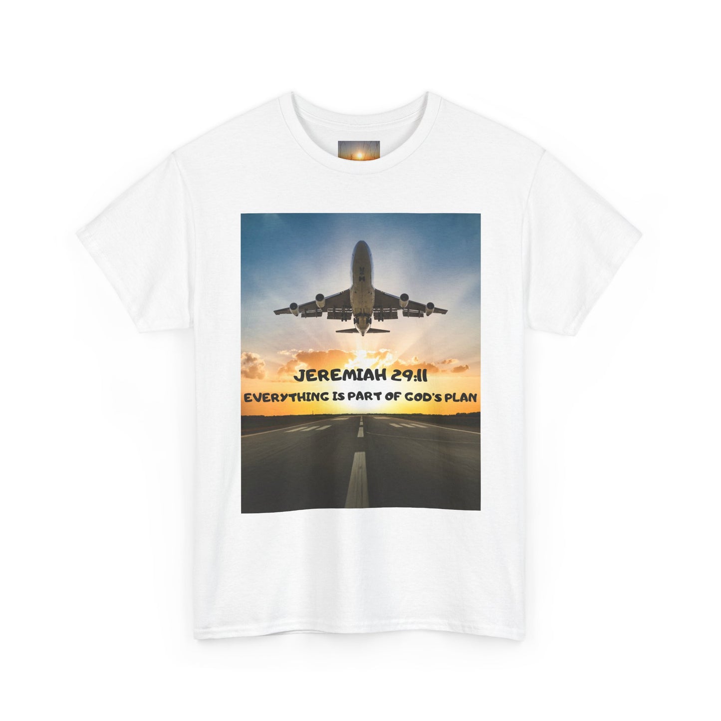 Faith Travel T‑Shirt — “Jeremiah 29:11 / Matthew 28:20” Inspirational Plane Tee