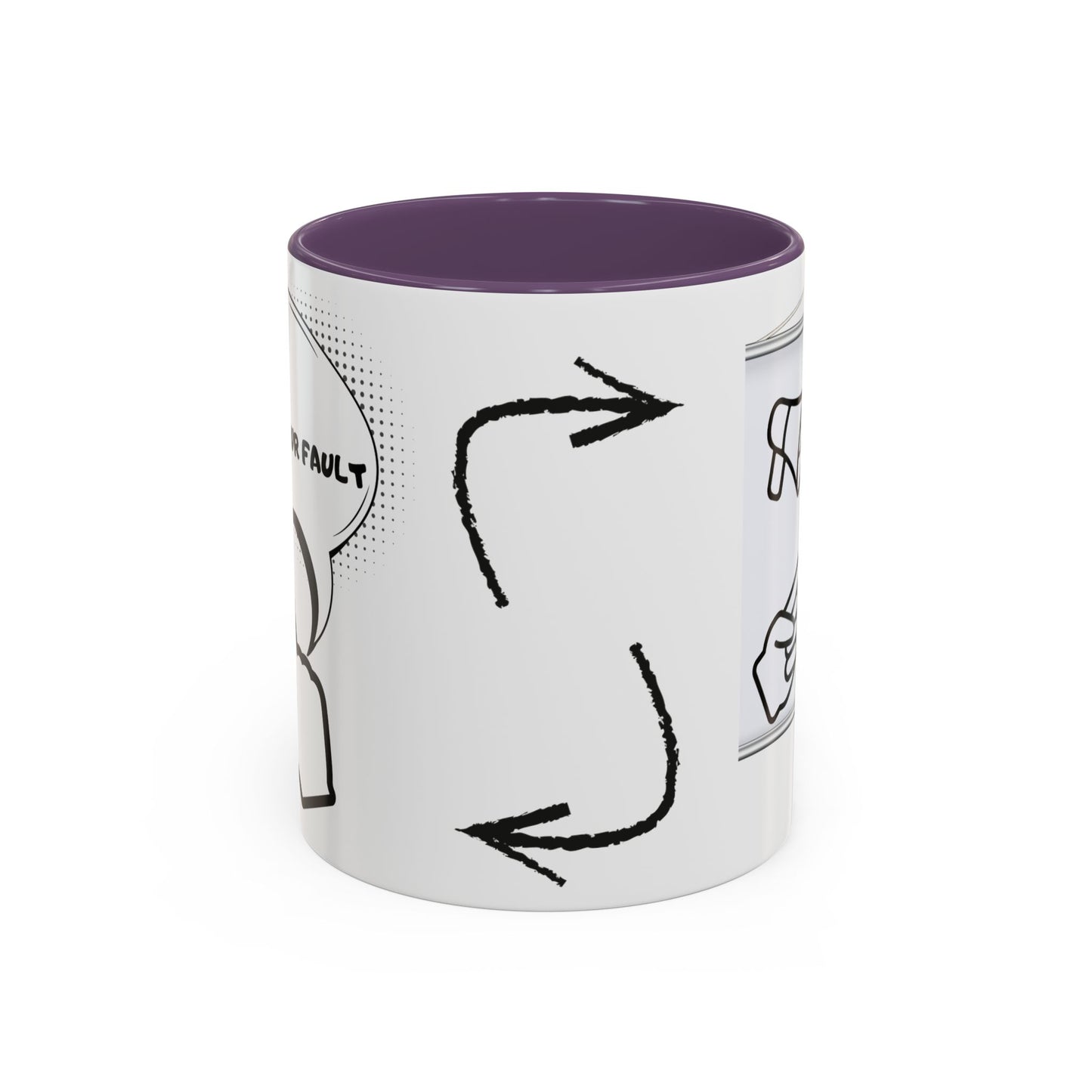 Accent Coffee Mug — Funny 'It Is Not your Fault' Doodle Cartoon Mug (11/15oz)