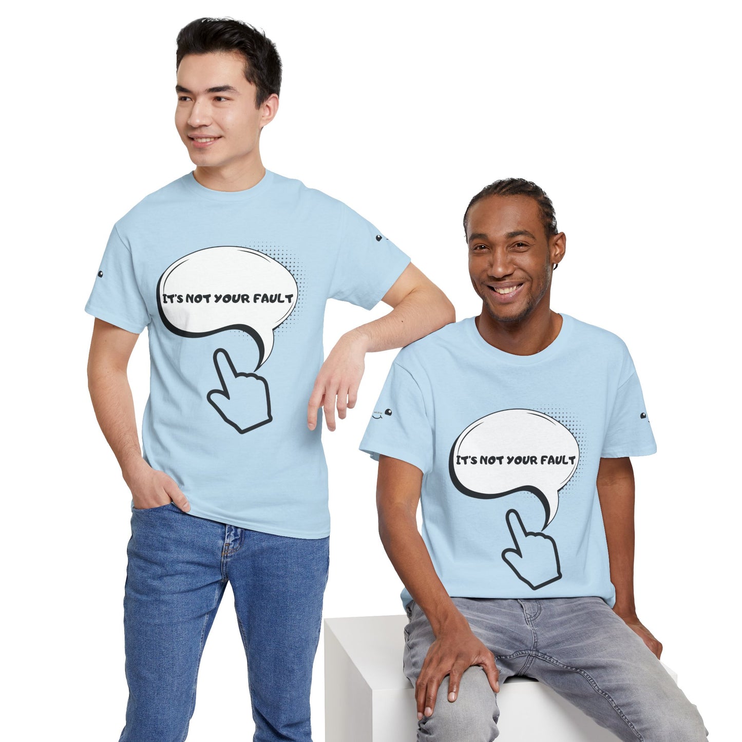 Graphic Tee — "It's Not Your Fault" Comic-Style Pointing Design