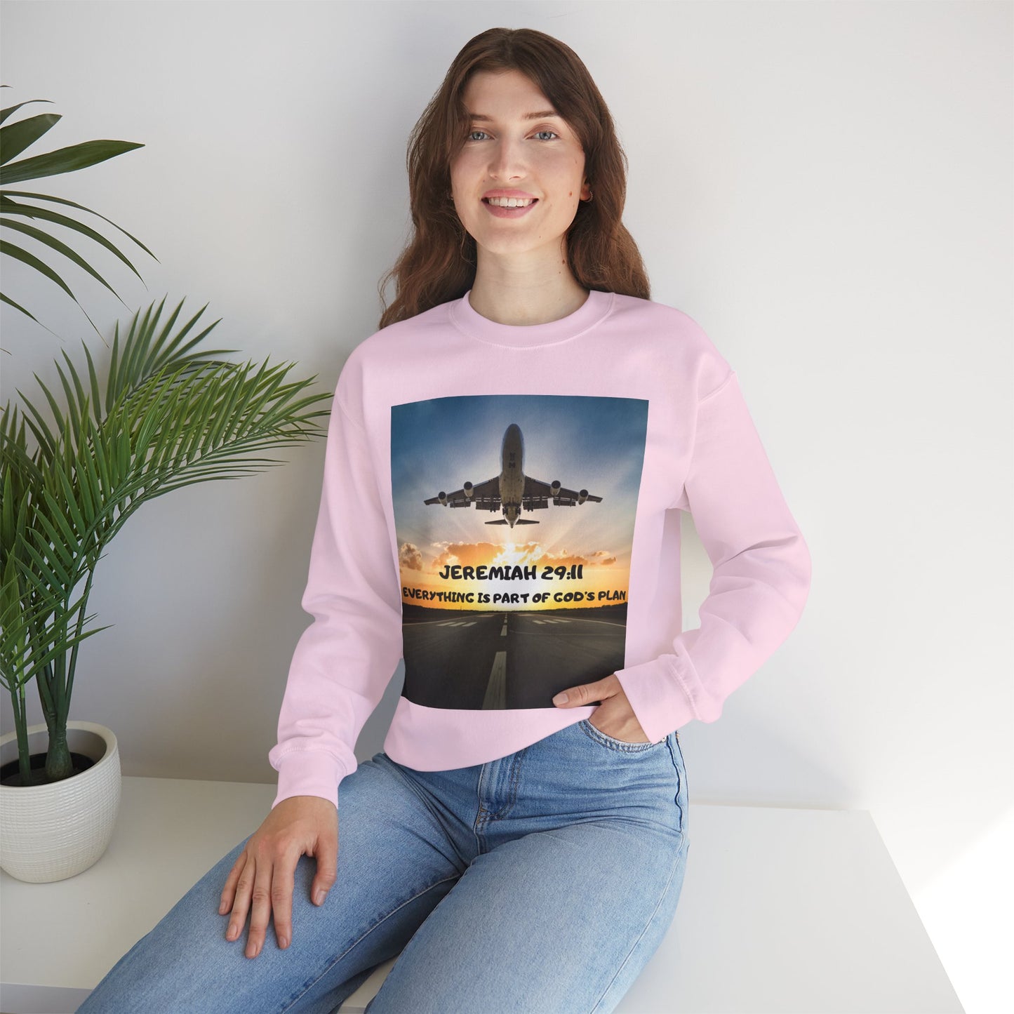 "Jeremiah 29:11 / Matthew 28:20" Christian Crewneck Inspirational Bible Verse Sweatshirt