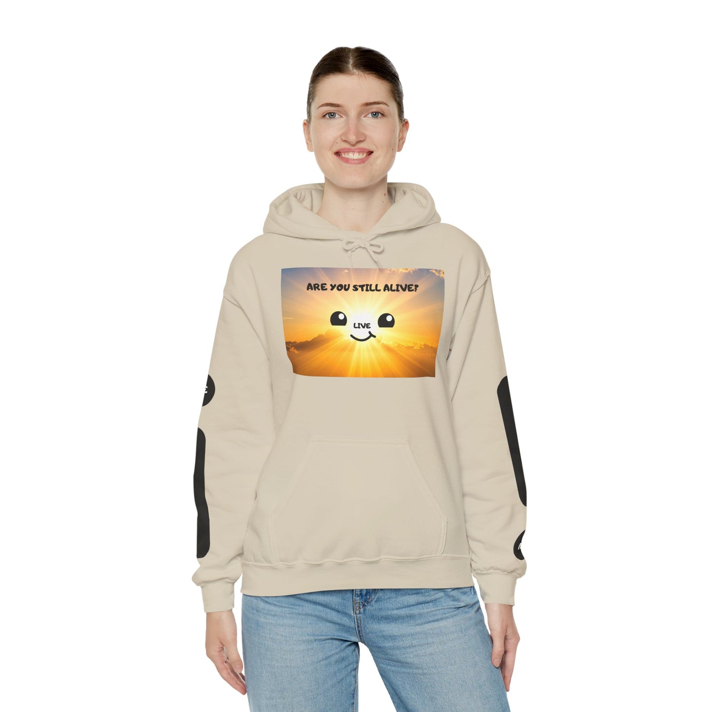 Smile Face Hoodie — "Are You Still Alive?" Sunrise Graphic Hooded Sweatshirt