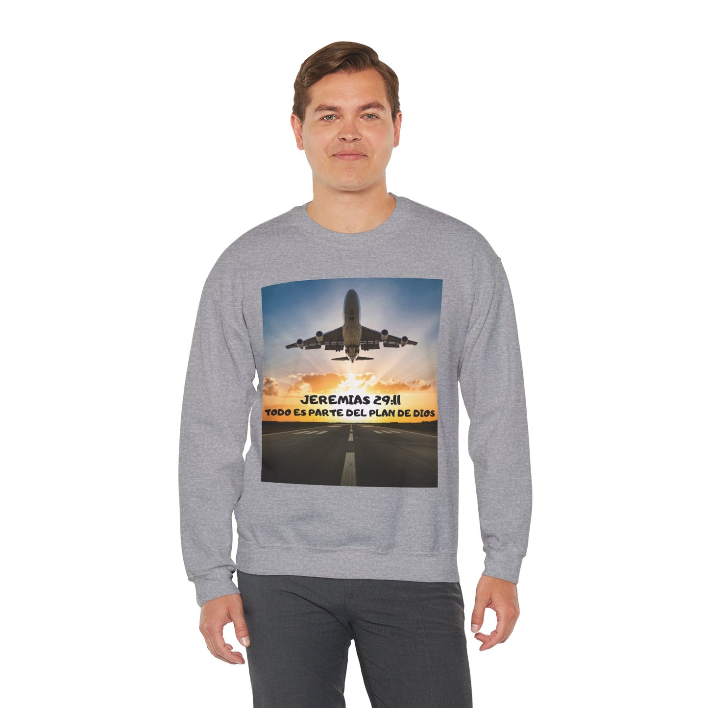 Christian Sweatshirt — Jeremías 29:11 & Mateo 28:20 Inspirational Crewneck