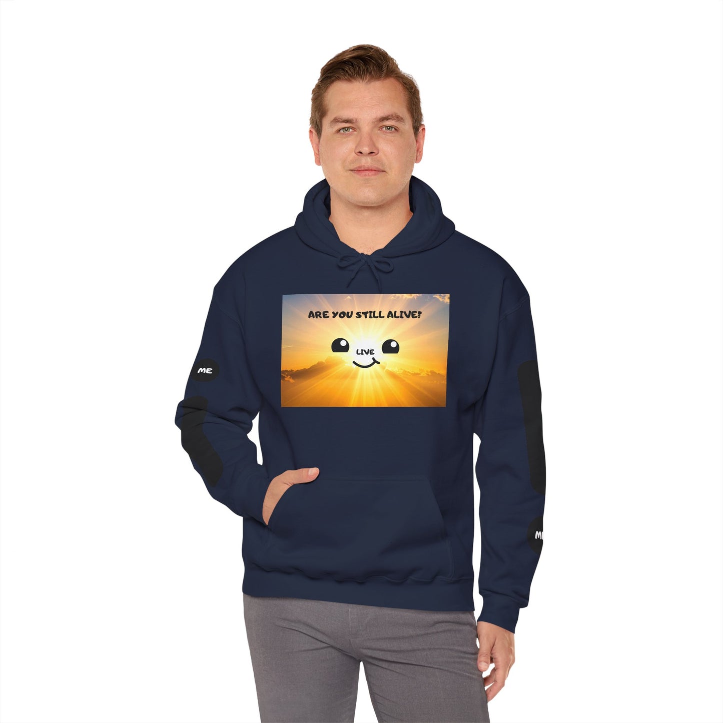 Smile Face Hoodie — "Are You Still Alive?" Sunrise Graphic Hooded Sweatshirt