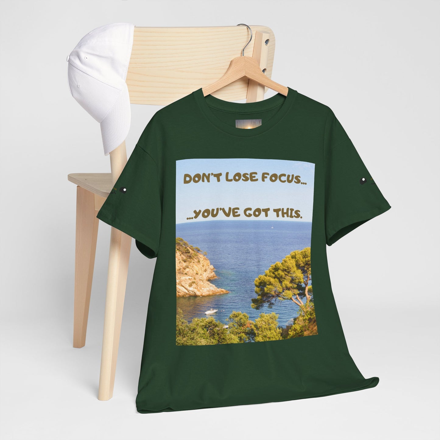Motivational Tee — "Don't Lose Focus, You've Got This" Beach Graphic