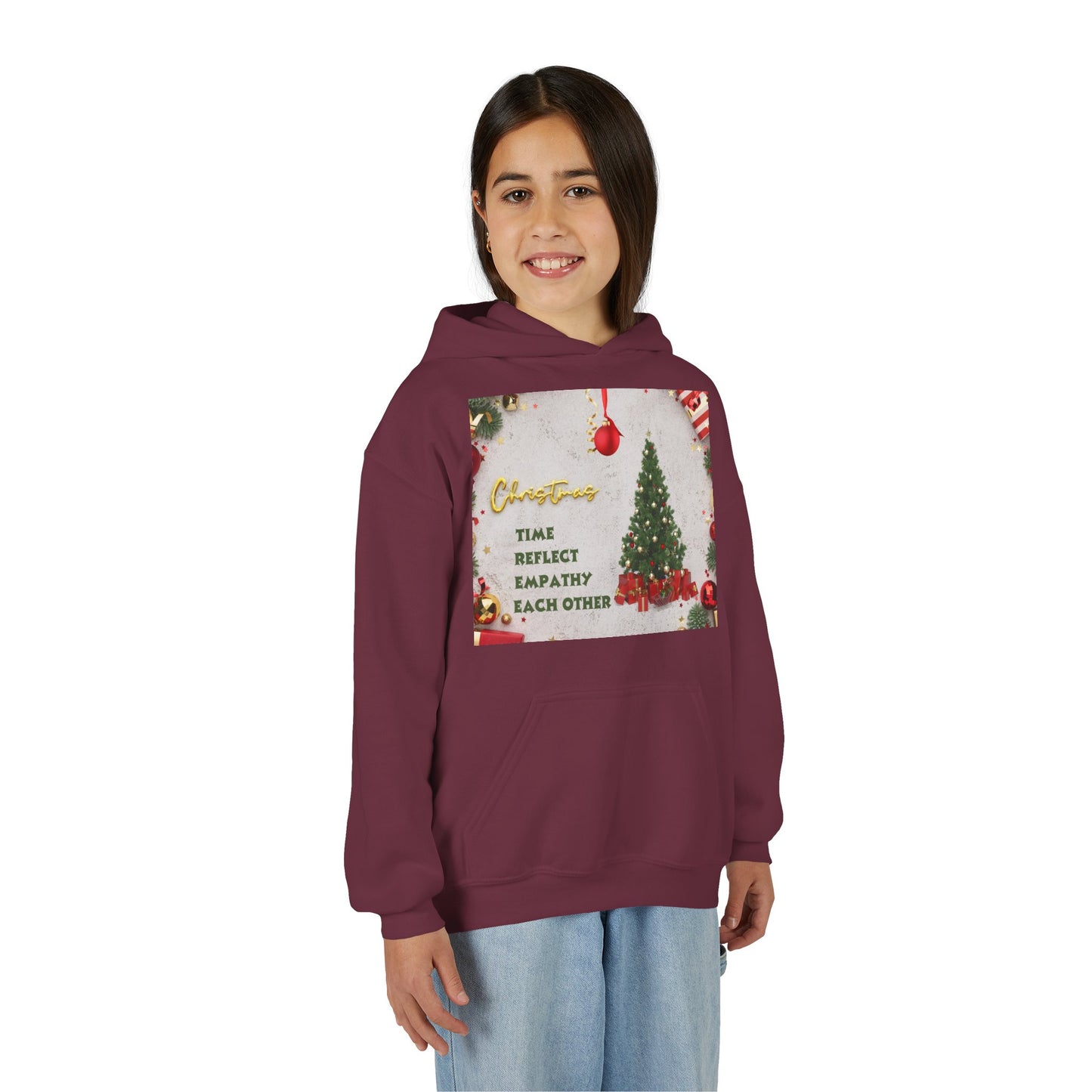 Youth Hooded Sweatshirt - Christmas Cheer, Cozy Holiday Gift, Festive Sweatshirt for Kids, Seasonal Wear, New Year Celebration